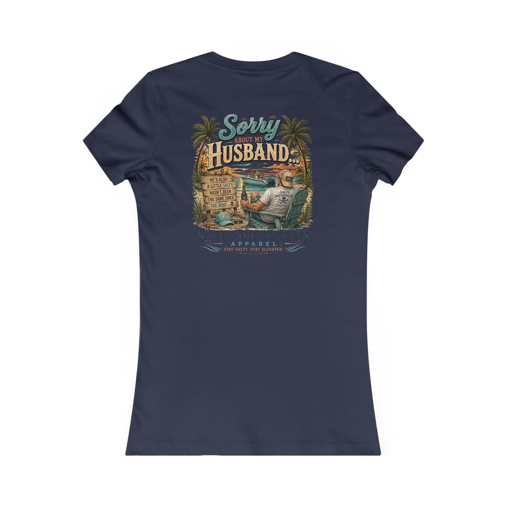 Sorry About My Husband... Funny Women's Beach T-Shirt | Bella+Canvas Printify