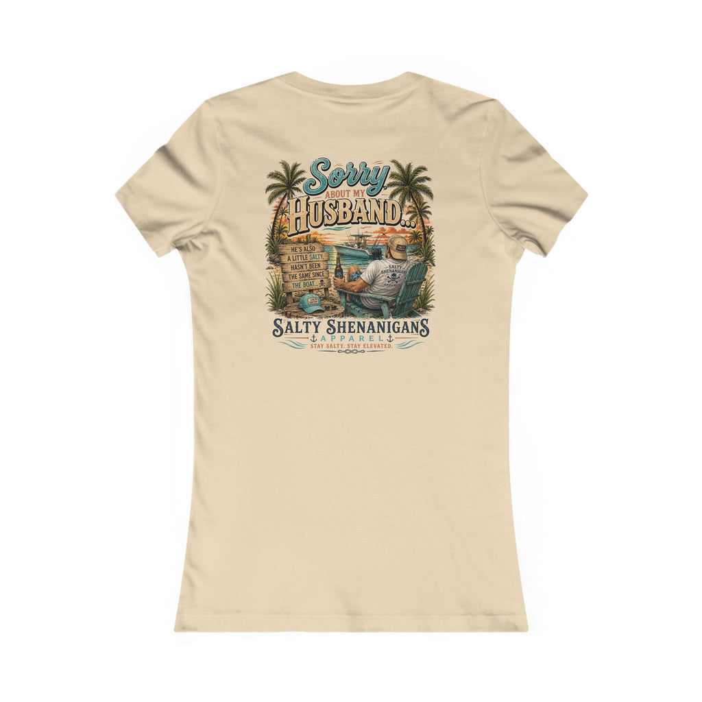 Sorry About My Husband... Funny Women's Beach T-Shirt | Bella+Canvas Printify
