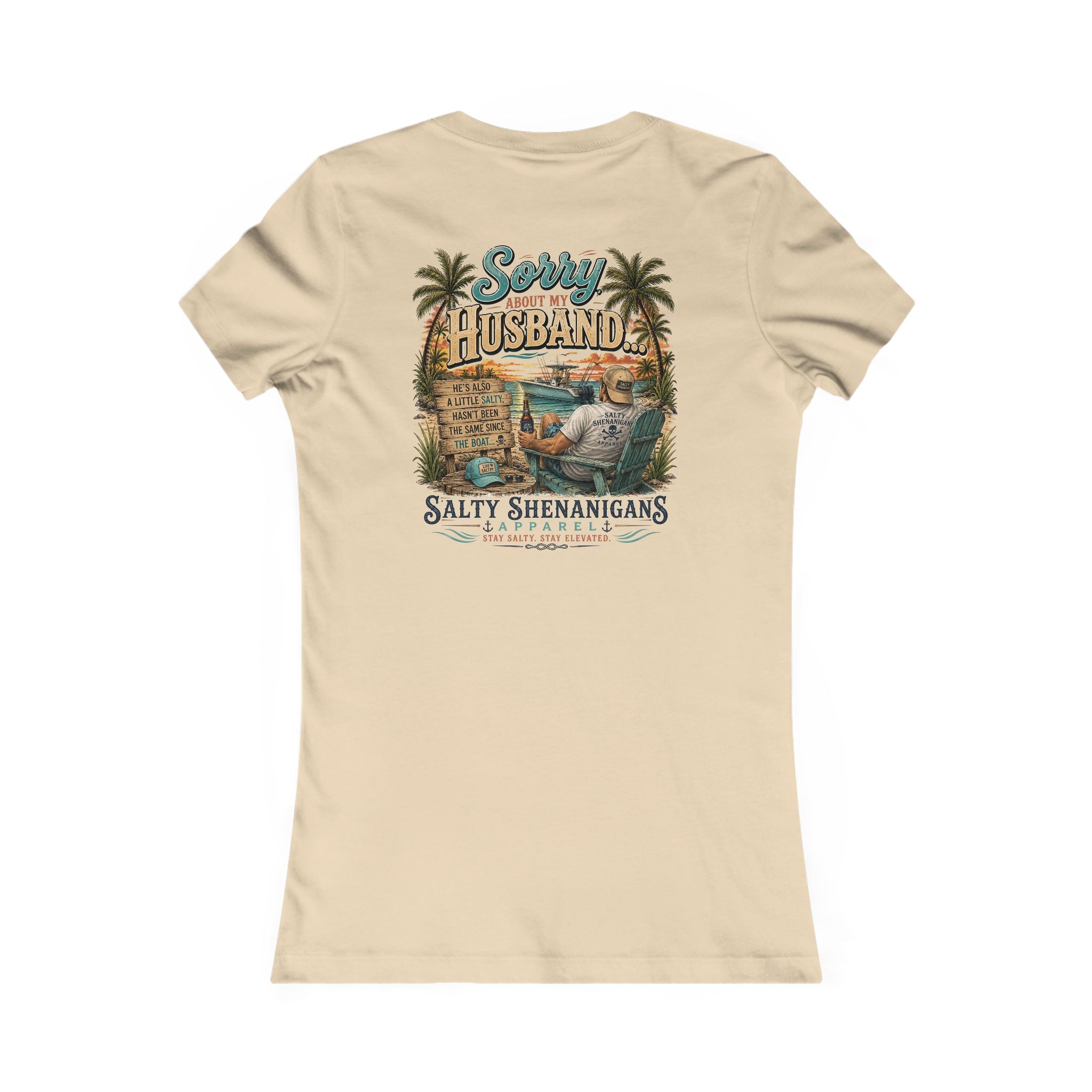Sorry About My Husband... Funny Women's Beach T-Shirt | Bella+Canvas Printify