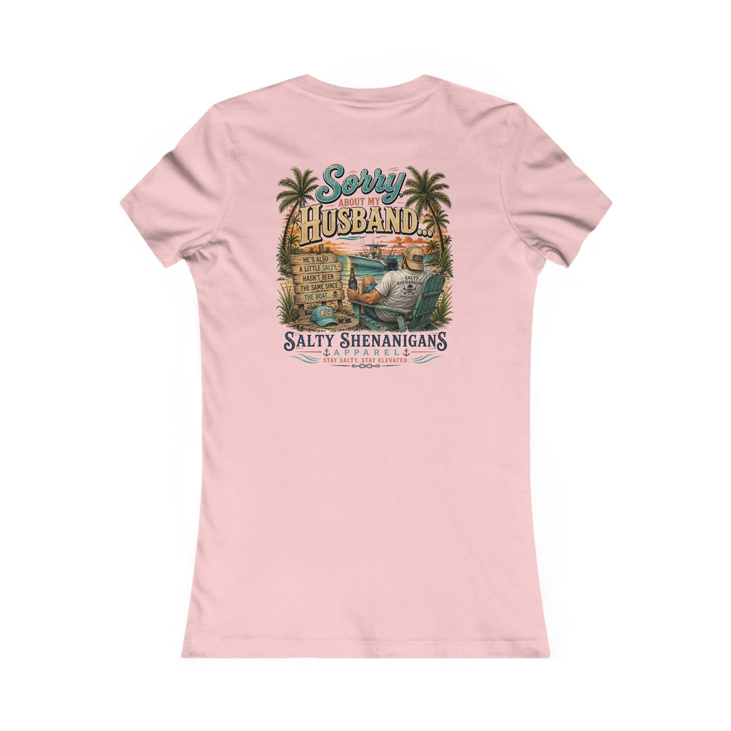 Sorry About My Husband... Funny Women's Beach T-Shirt | Bella+Canvas Printify