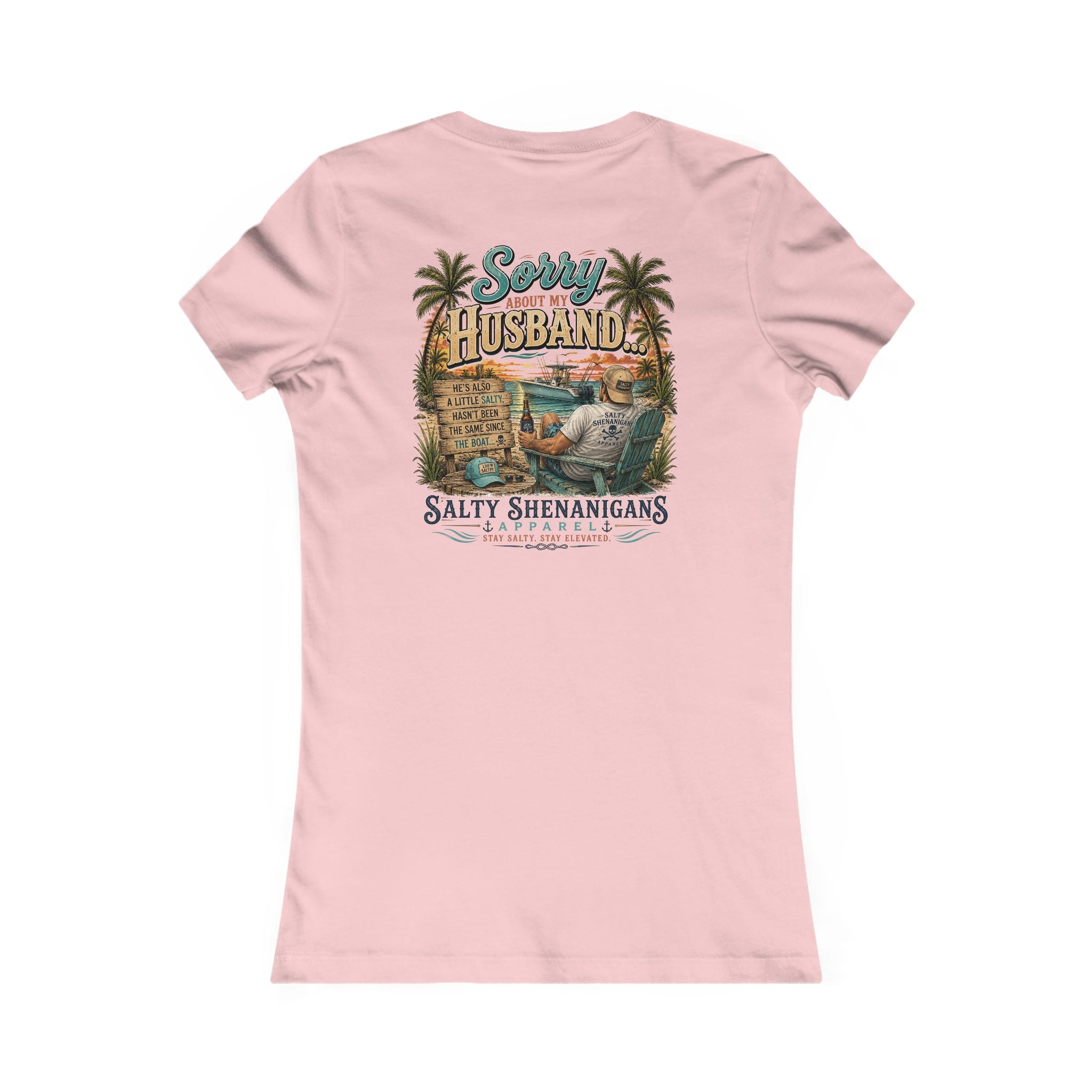 Sorry About My Husband... Funny Women's Beach T-Shirt | Bella+Canvas Printify