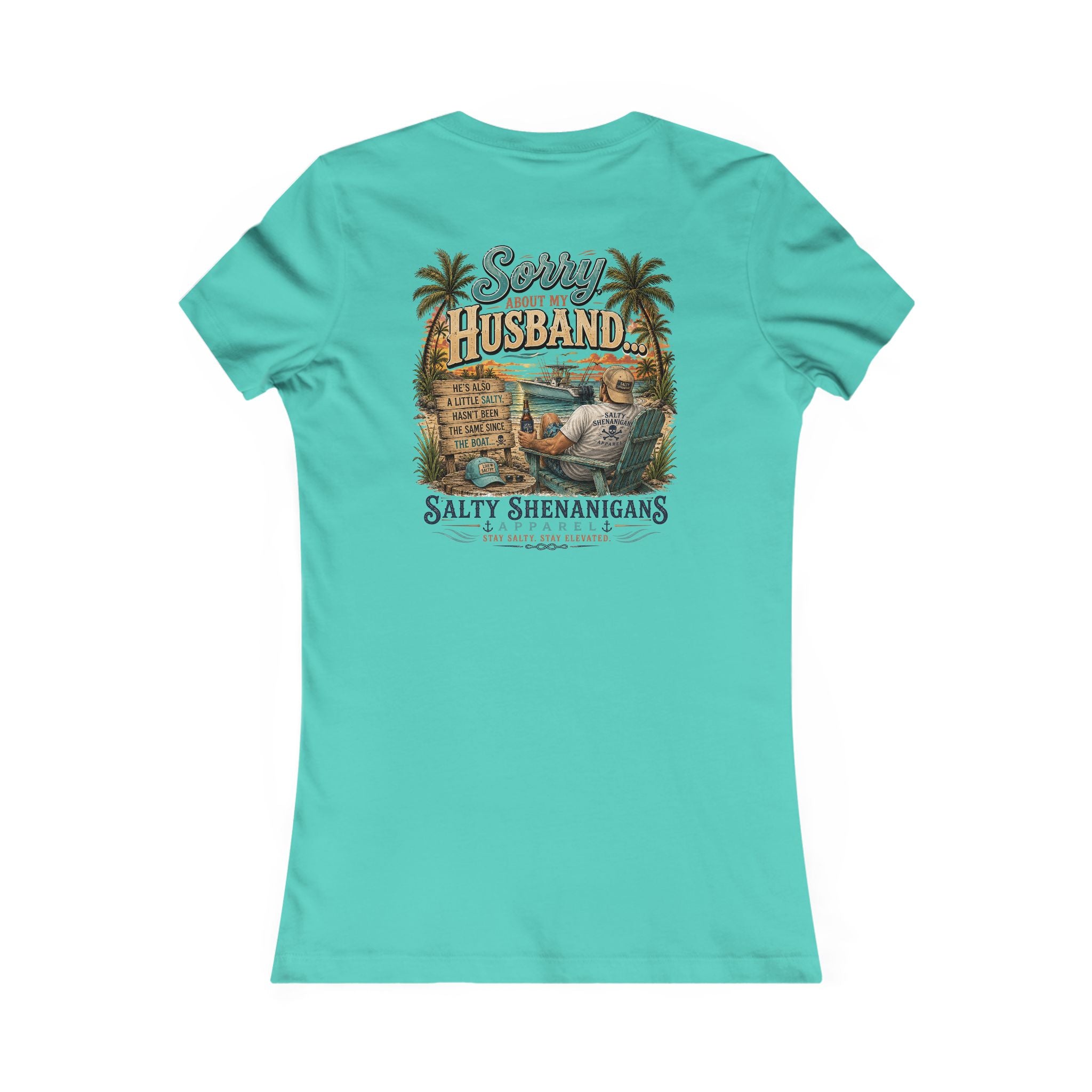 Sorry About My Husband... Funny Women's Beach T-Shirt | Bella+Canvas Printify