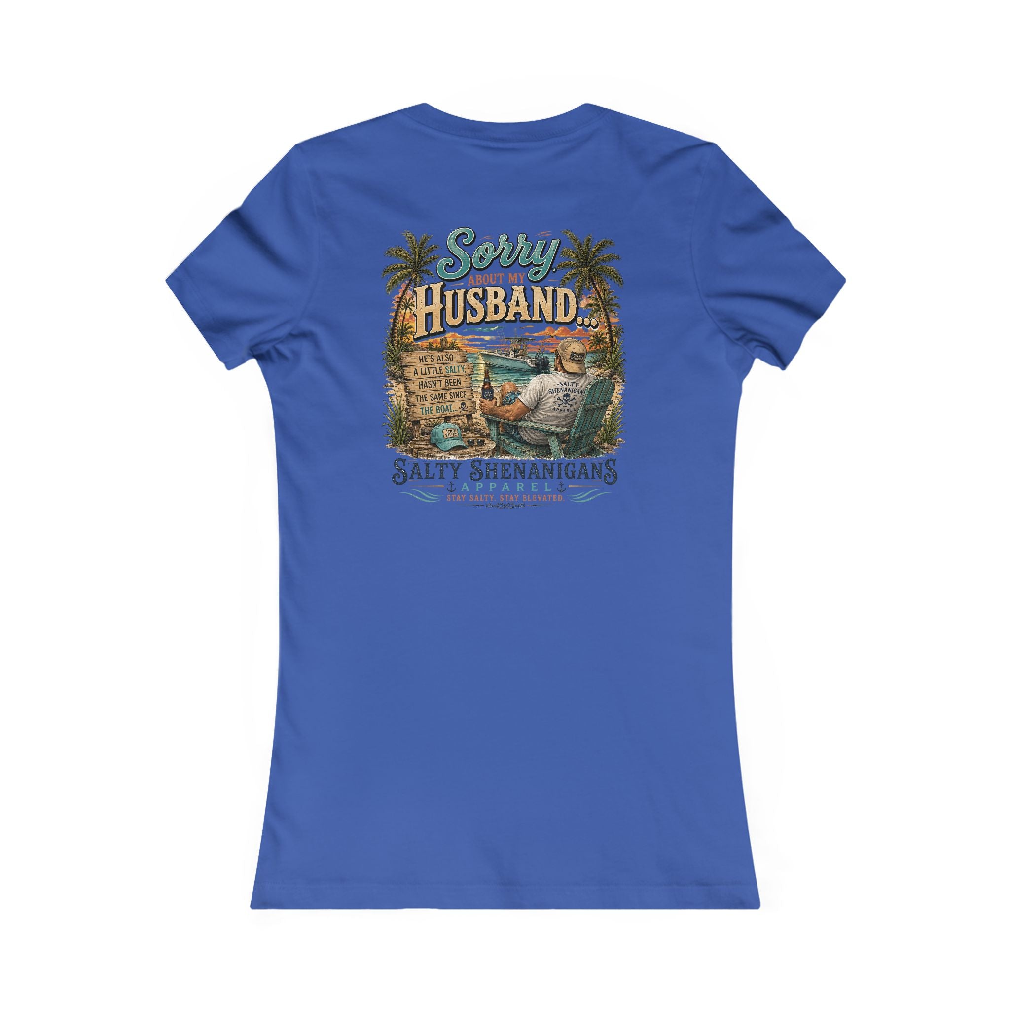 Sorry About My Husband... Funny Women's Beach T-Shirt | Bella+Canvas Printify