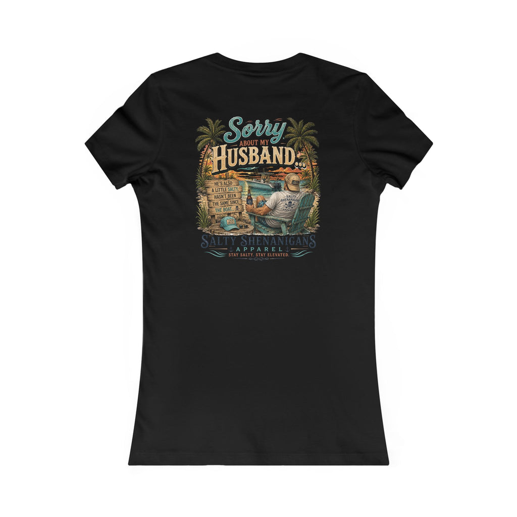 Sorry About My Husband... Funny Women's Beach T-Shirt | Bella+Canvas Printify