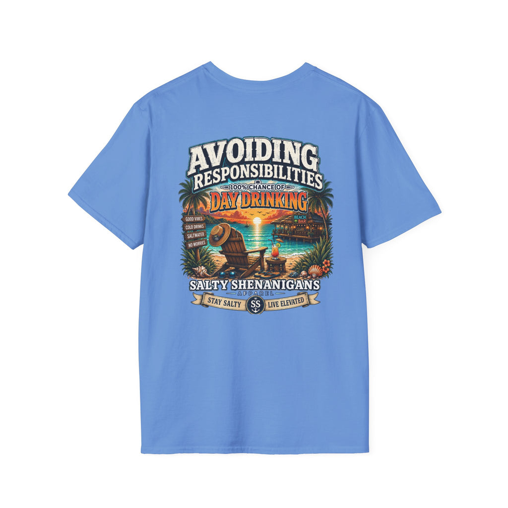 Avoiding Responsibilities Coastal Lifestyle Graphic Tee Printify