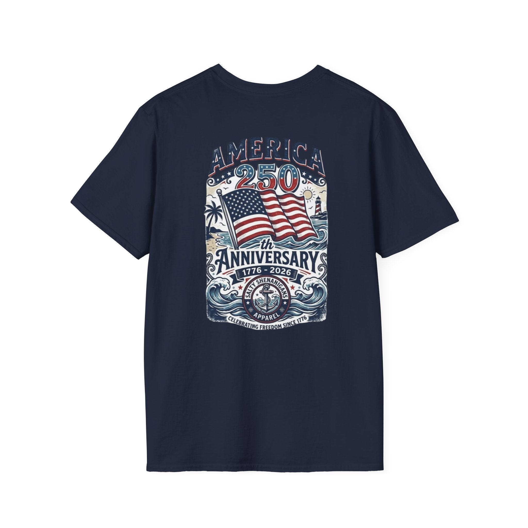 Salty Shenanigans Apparel America 250 Beach Palm T-Shirt Printify