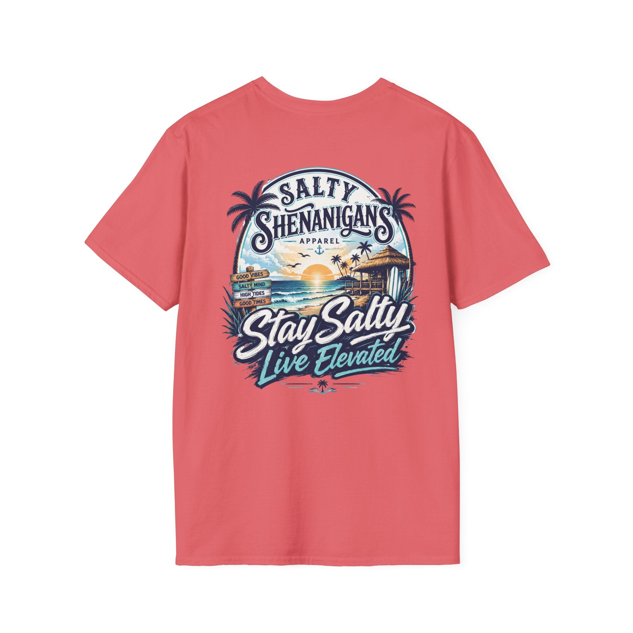 Stay Salty, Live Elevated Coastal Beach Bar Tee Printify