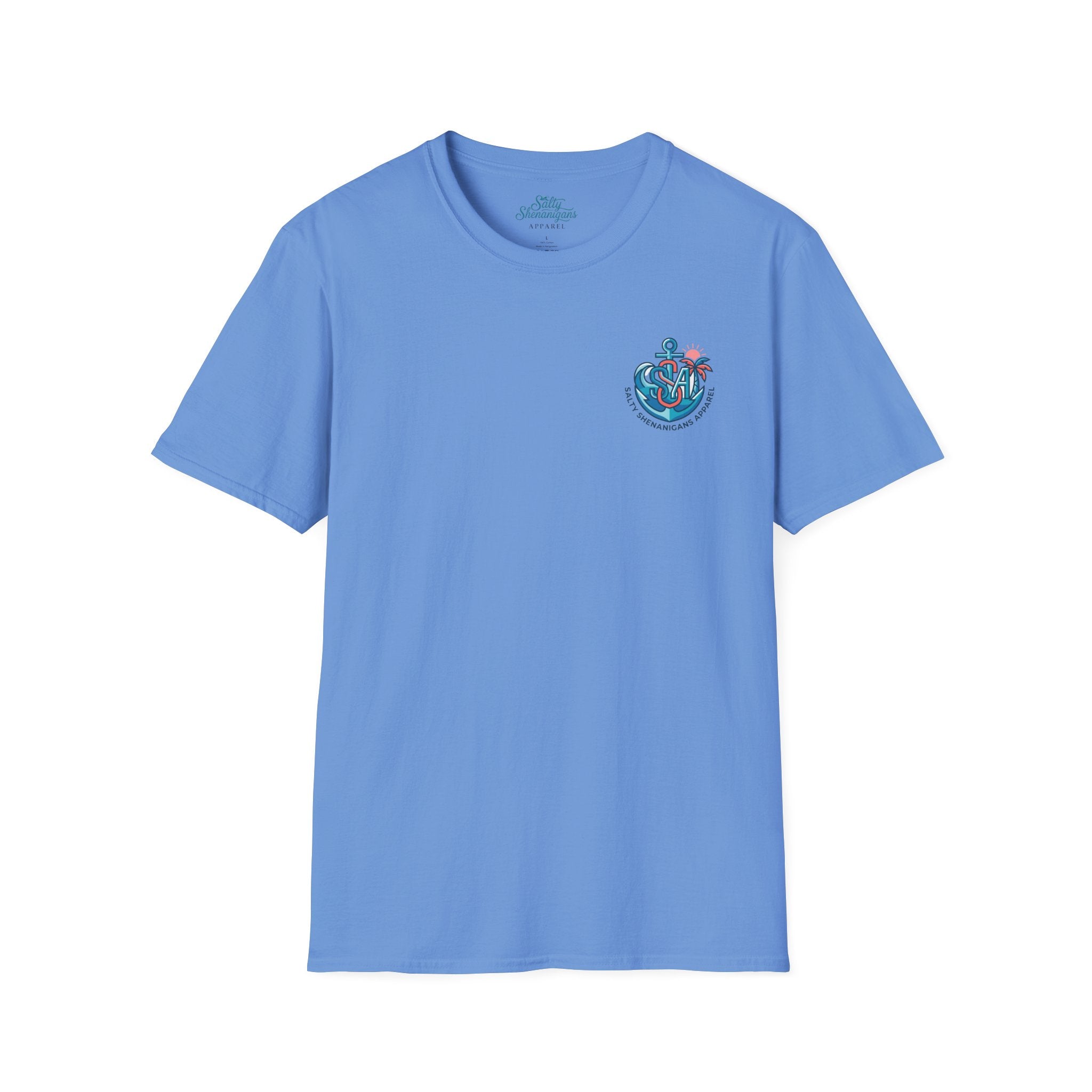 Salty Shenanigans Anchor Monogram Tee | Coastal Lifestyle T-Shirt | Gildan 64000 Softstyle Printify