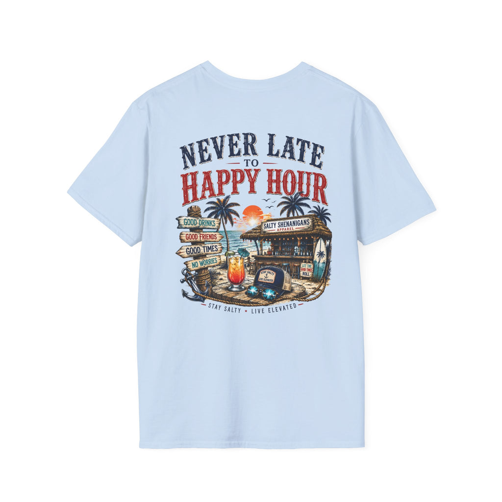 Happy Hour Never Waits Premium Coastal Beach Tee Printify