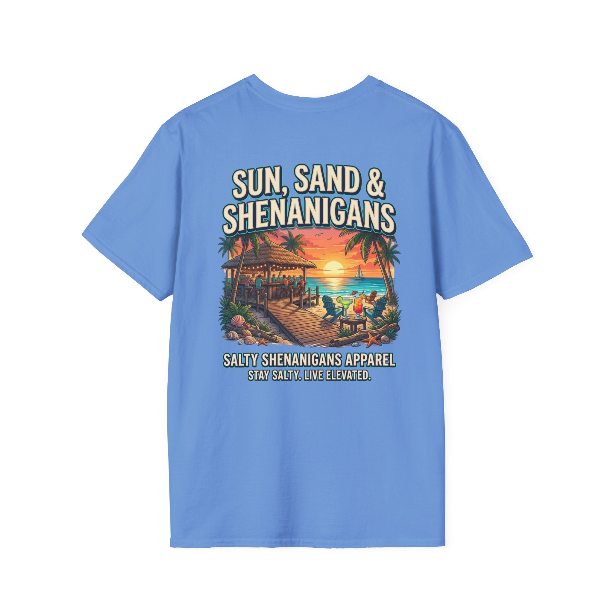 Sun, Sand & Shenanigans Beach T-Shirt | Tropical Vacation Graphic Tee Printify