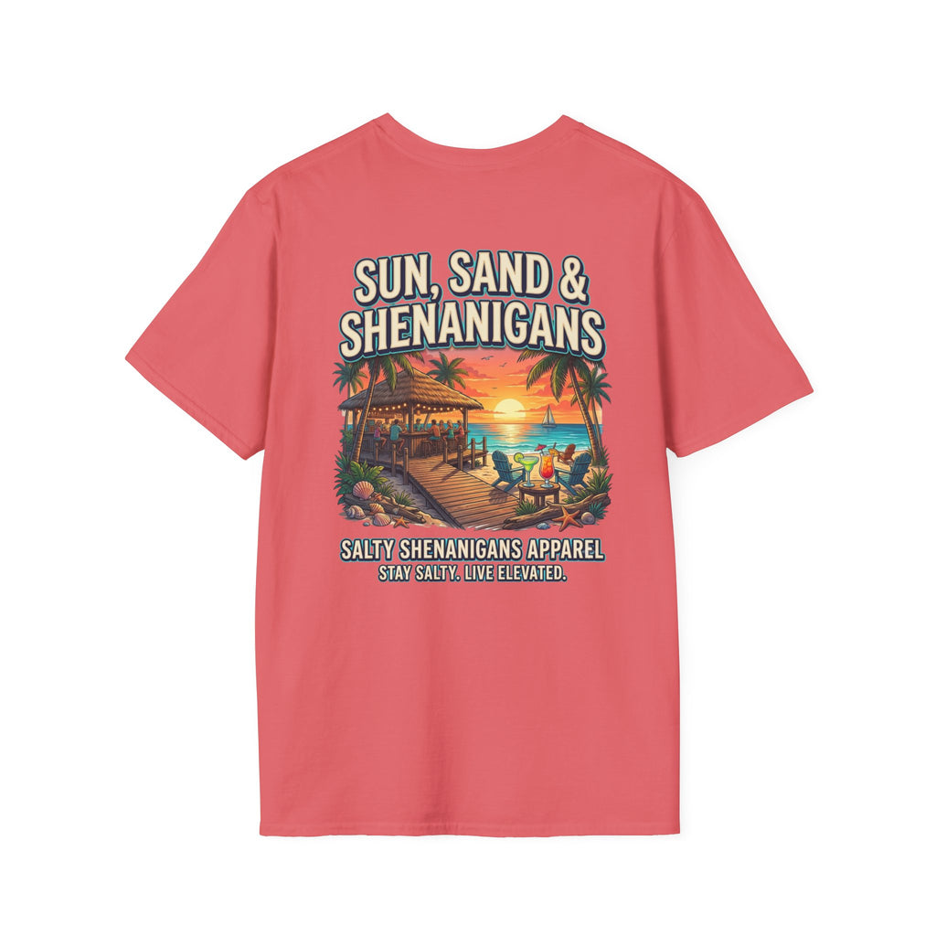 Sun, Sand & Shenanigans Beach T-Shirt | Tropical Vacation Graphic Tee Printify