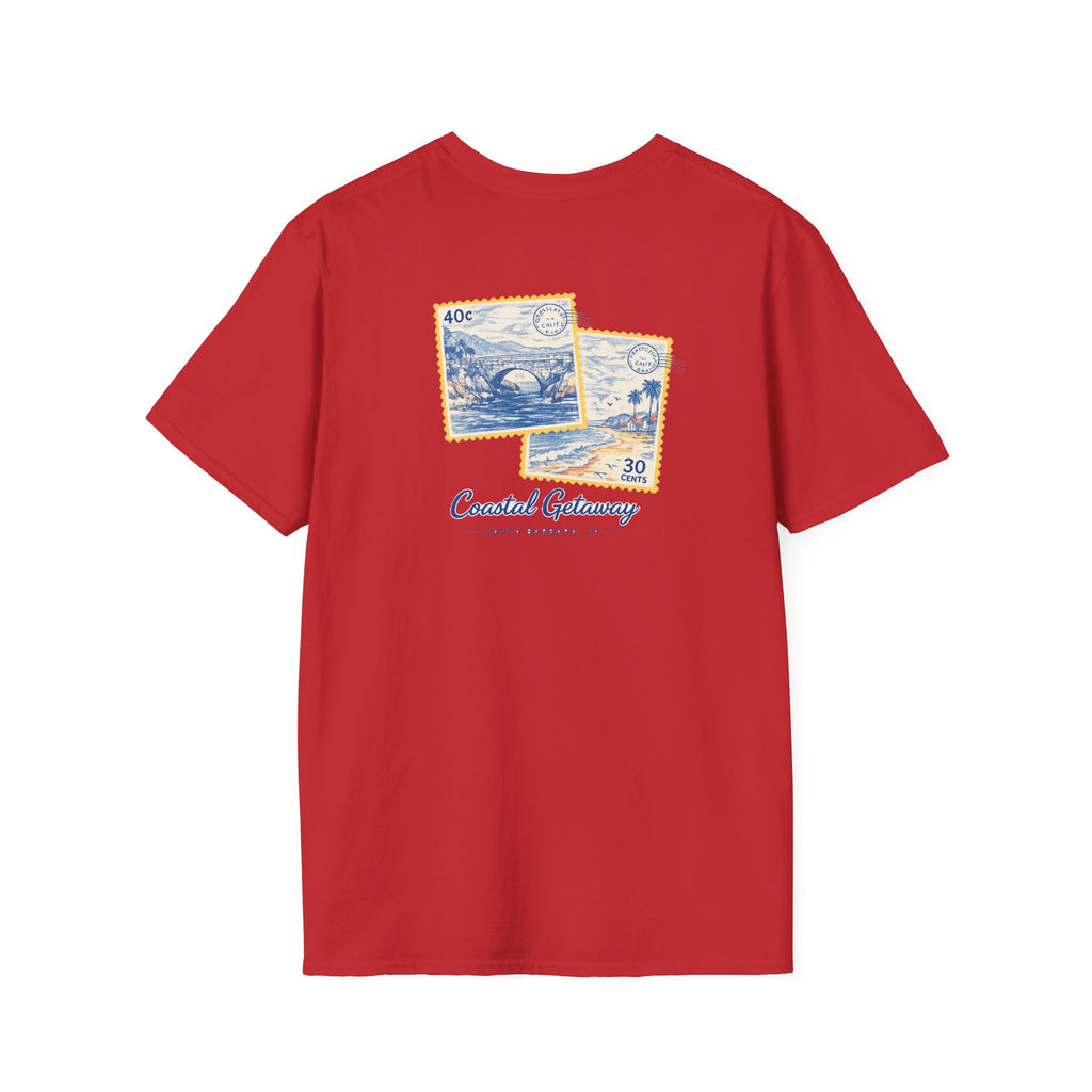 Coastal Getaway T-Shirt — Vintage Stamp Beach Tee Printify