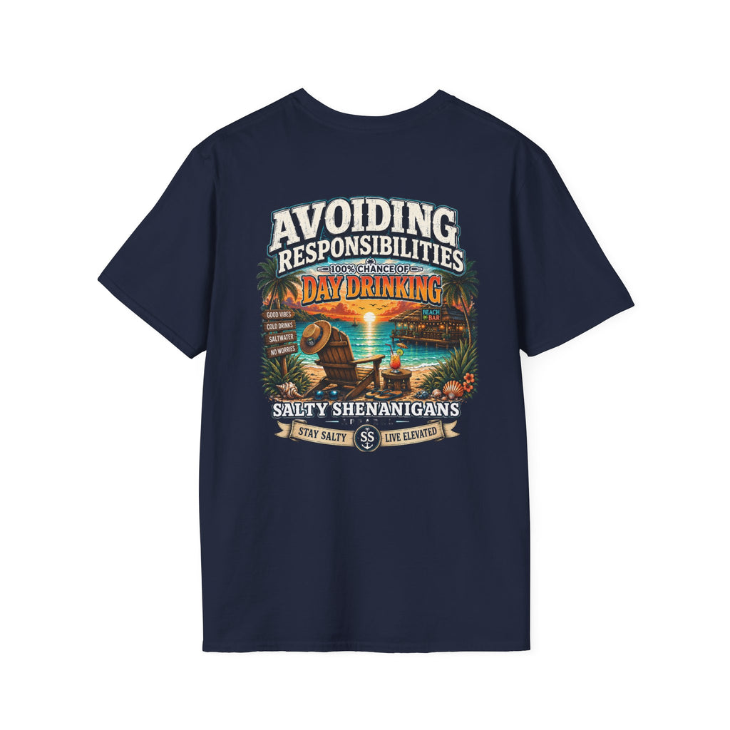 Avoiding Responsibilities Coastal Lifestyle Graphic Tee Printify
