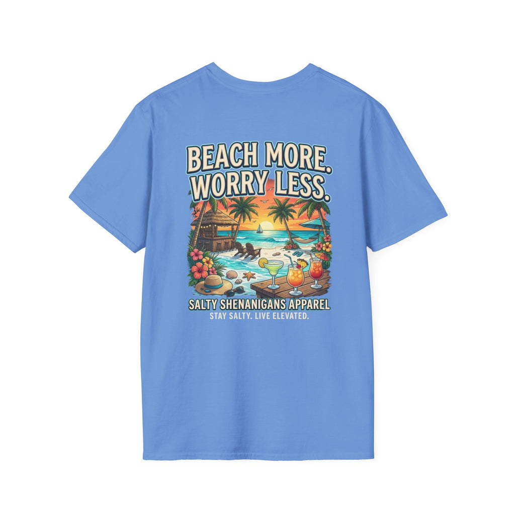 Beach More. Worry Less. Coastal Beach Tee Printify