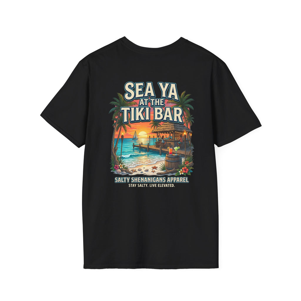 Sea Ya at the Tiki Bar Beach T-Shirt | Tropical Vacation Graphic Tee Printify