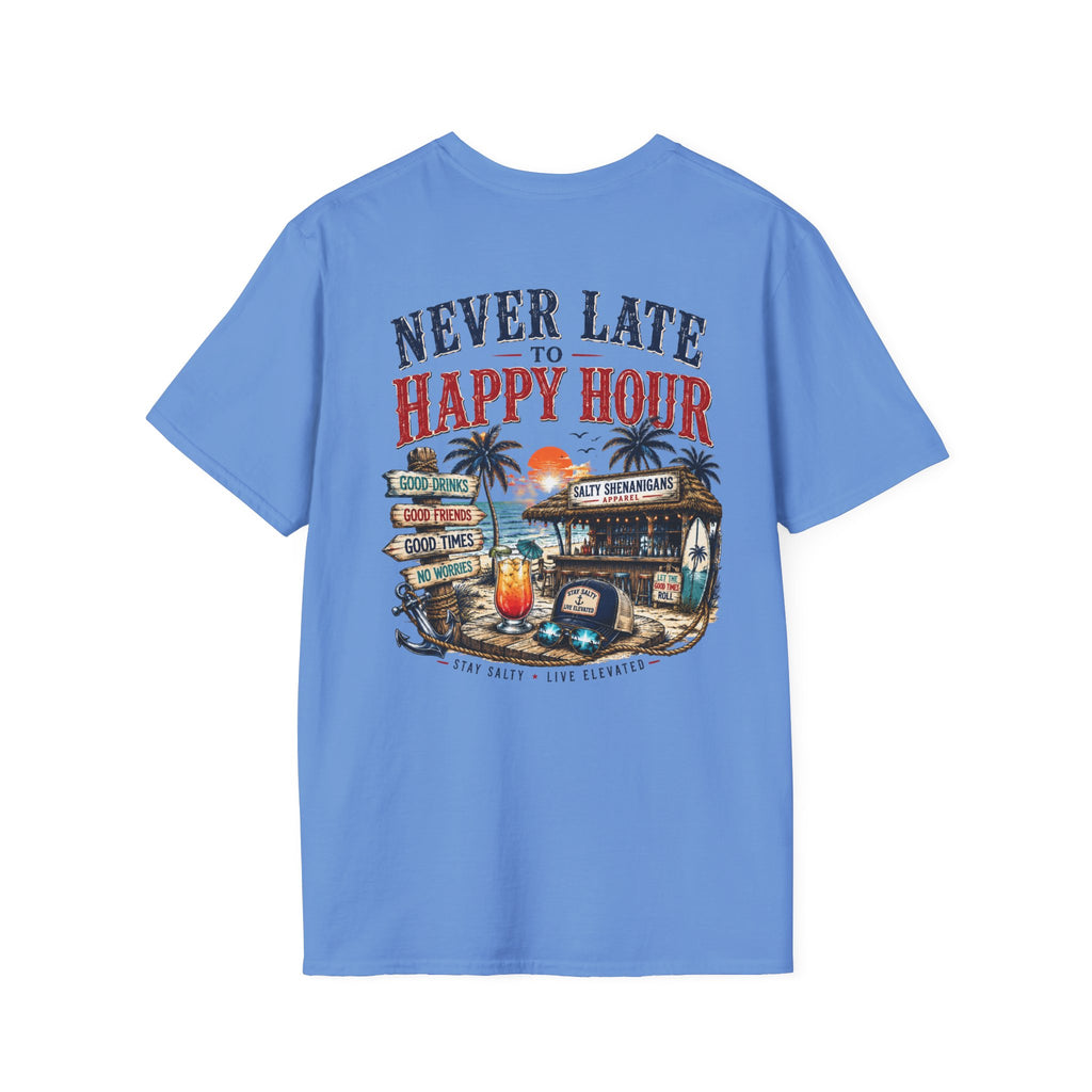 Happy Hour Never Waits Premium Coastal Beach Tee Printify