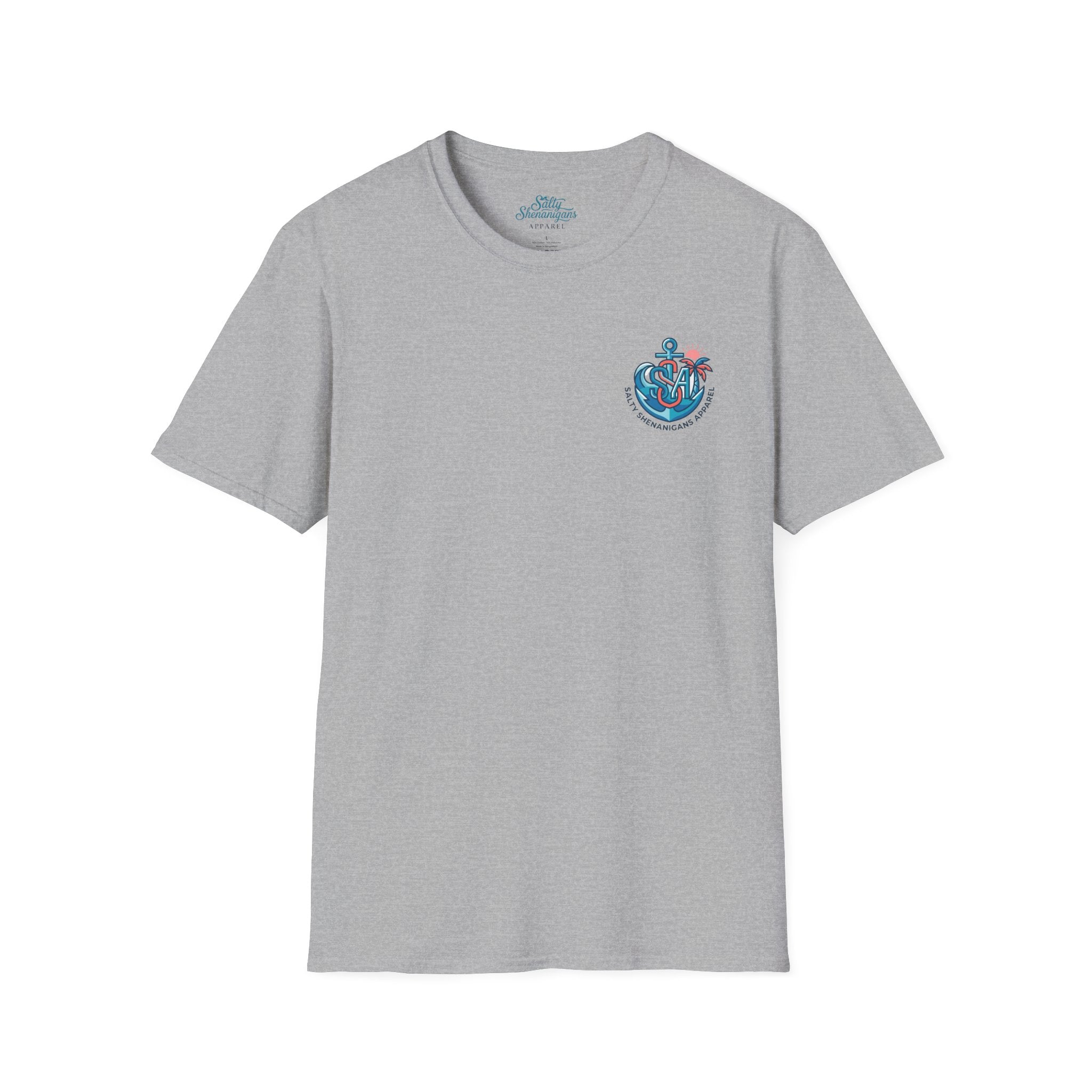 Salty Shenanigans Anchor Monogram Tee | Coastal Lifestyle T-Shirt | Gildan 64000 Softstyle Printify