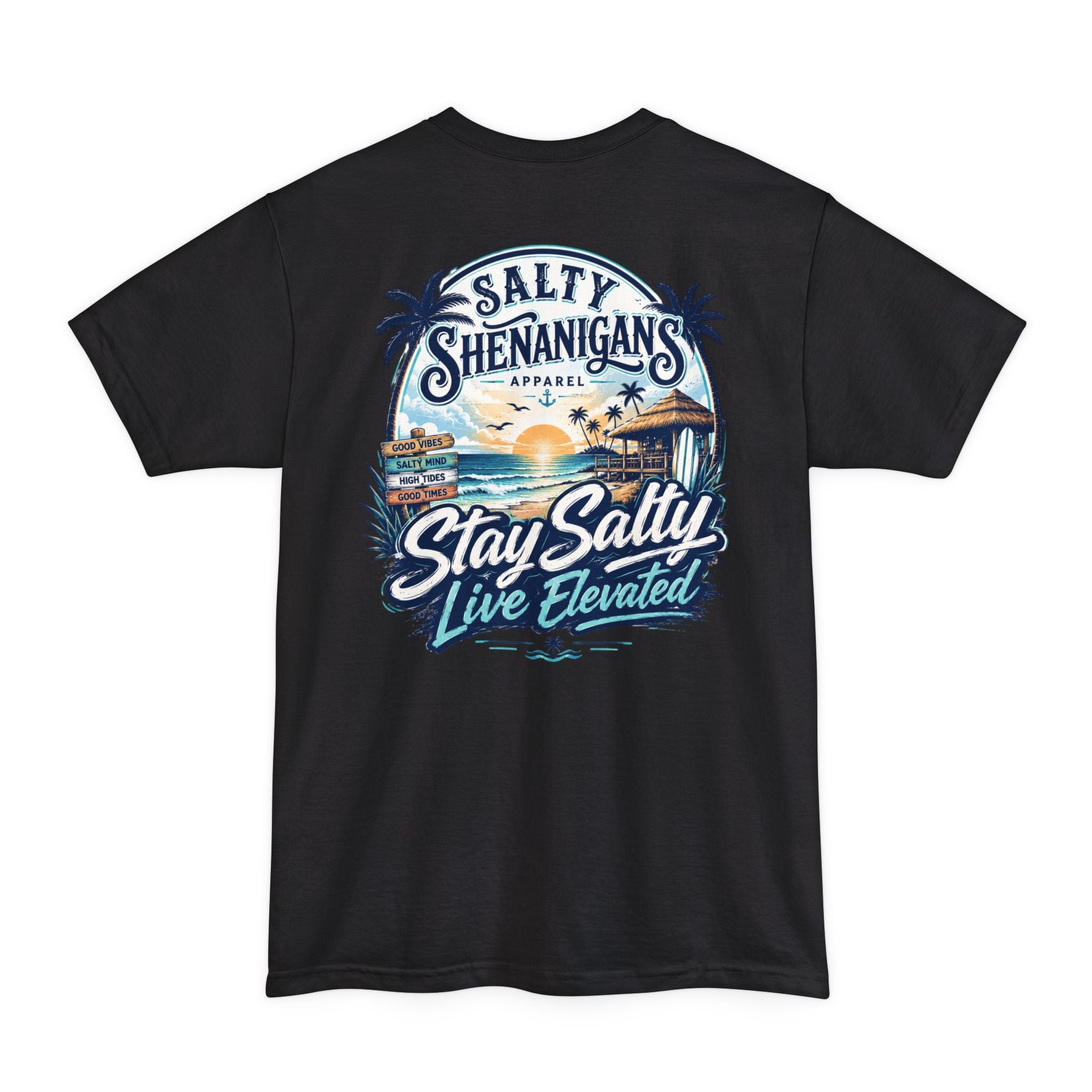 Stay Salty, Live Elevated Coastal Beach Bar Tall Tee Printify