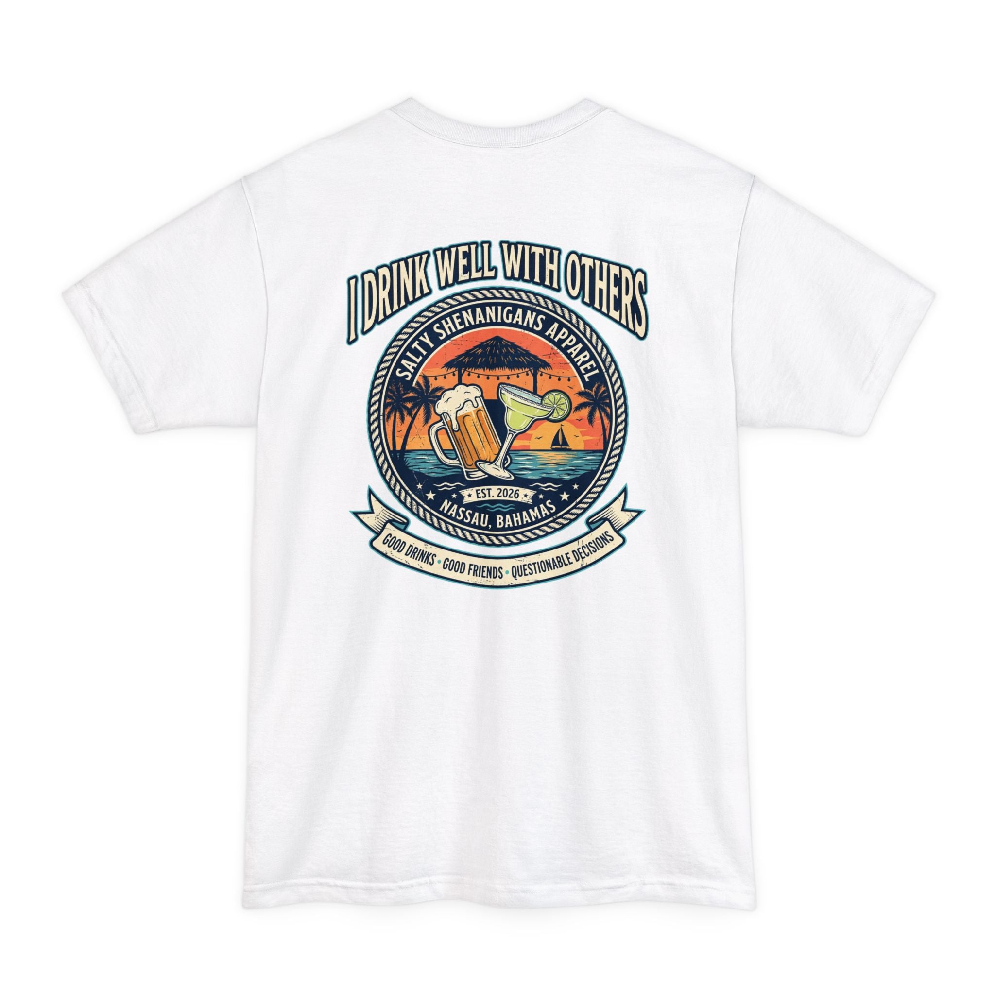 I Drink Well With Others – Funny Beach Bar Tall Tee | Hanes Beefy-T Tall Printify