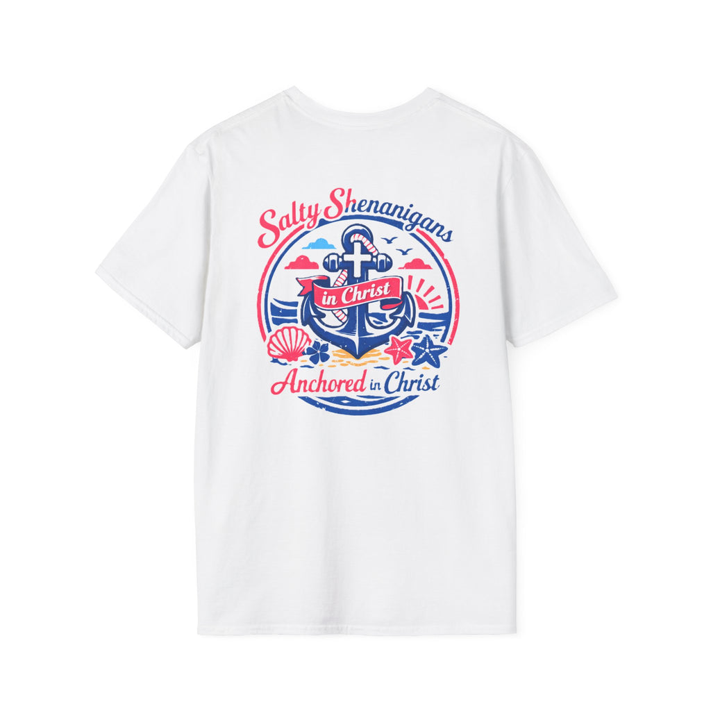 Retro Anchored in Christ Salty Shenanigans Tee Shirt Printify