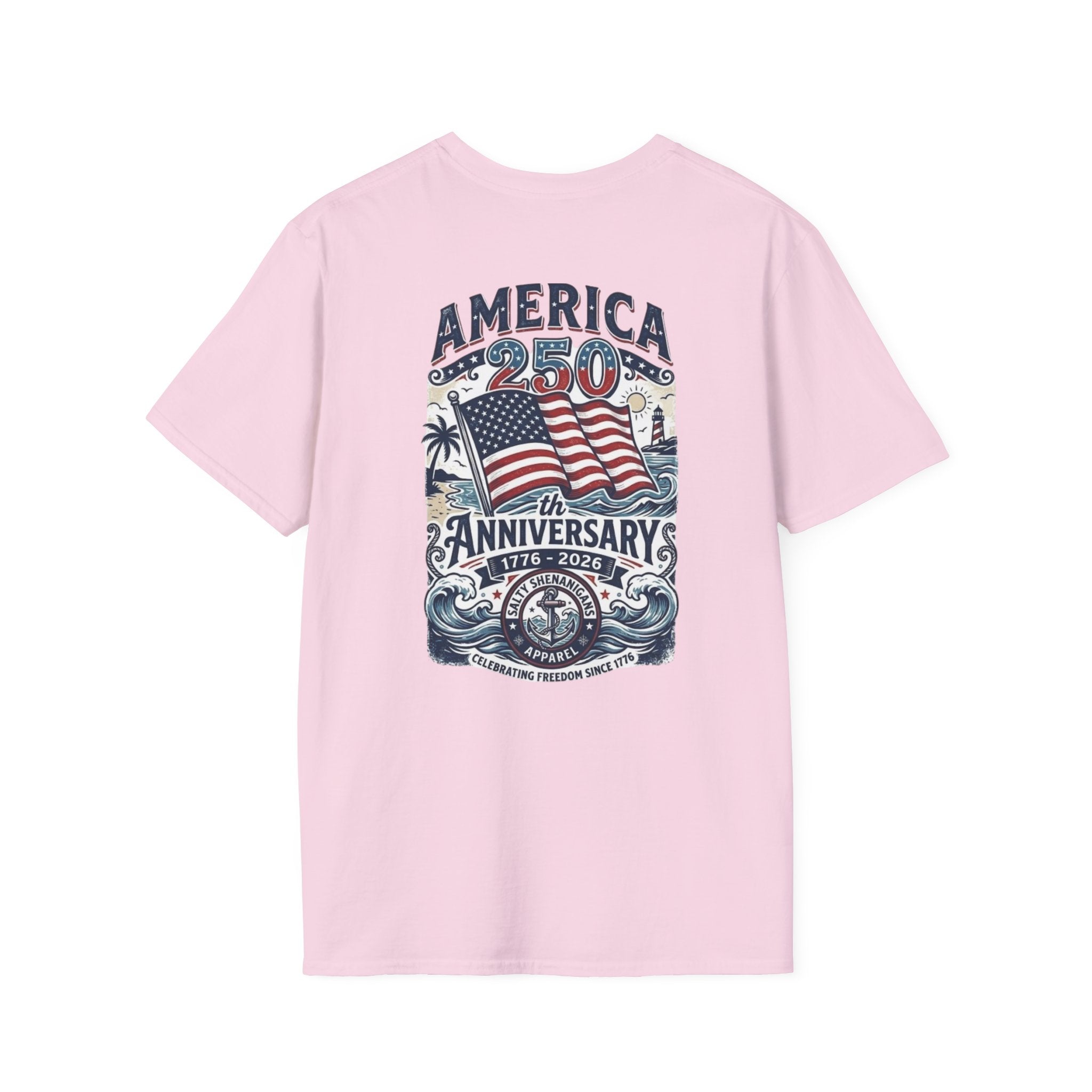 Salty Shenanigans Apparel America 250 Beach Palm T-Shirt Printify