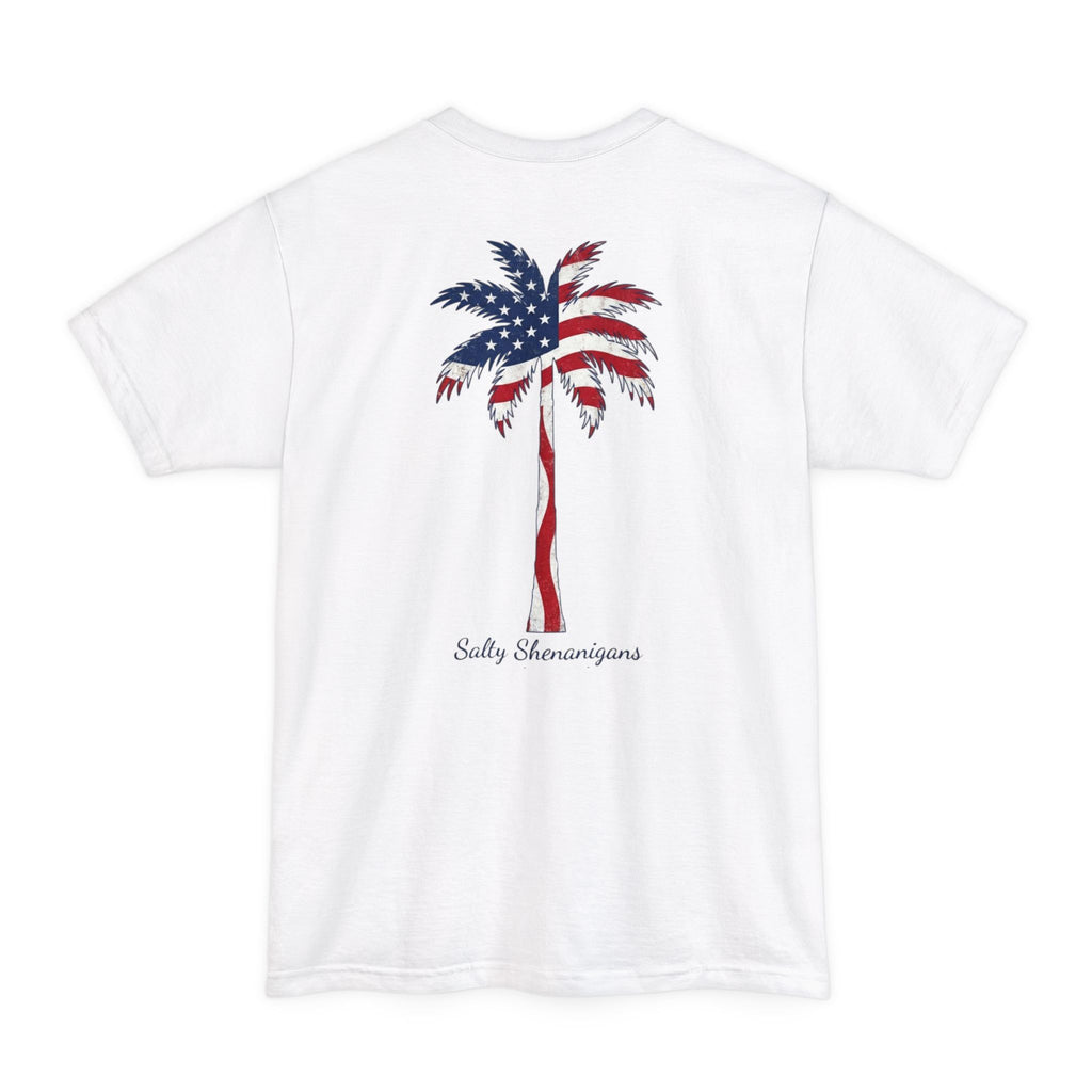 Tall American Flag Palm — Salty Shenanigans Apparel Patriotic Tee Printify