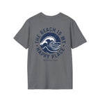 Salty Shenanigans Apparel The Beach Is My Happy Place T-Shirt Printify
