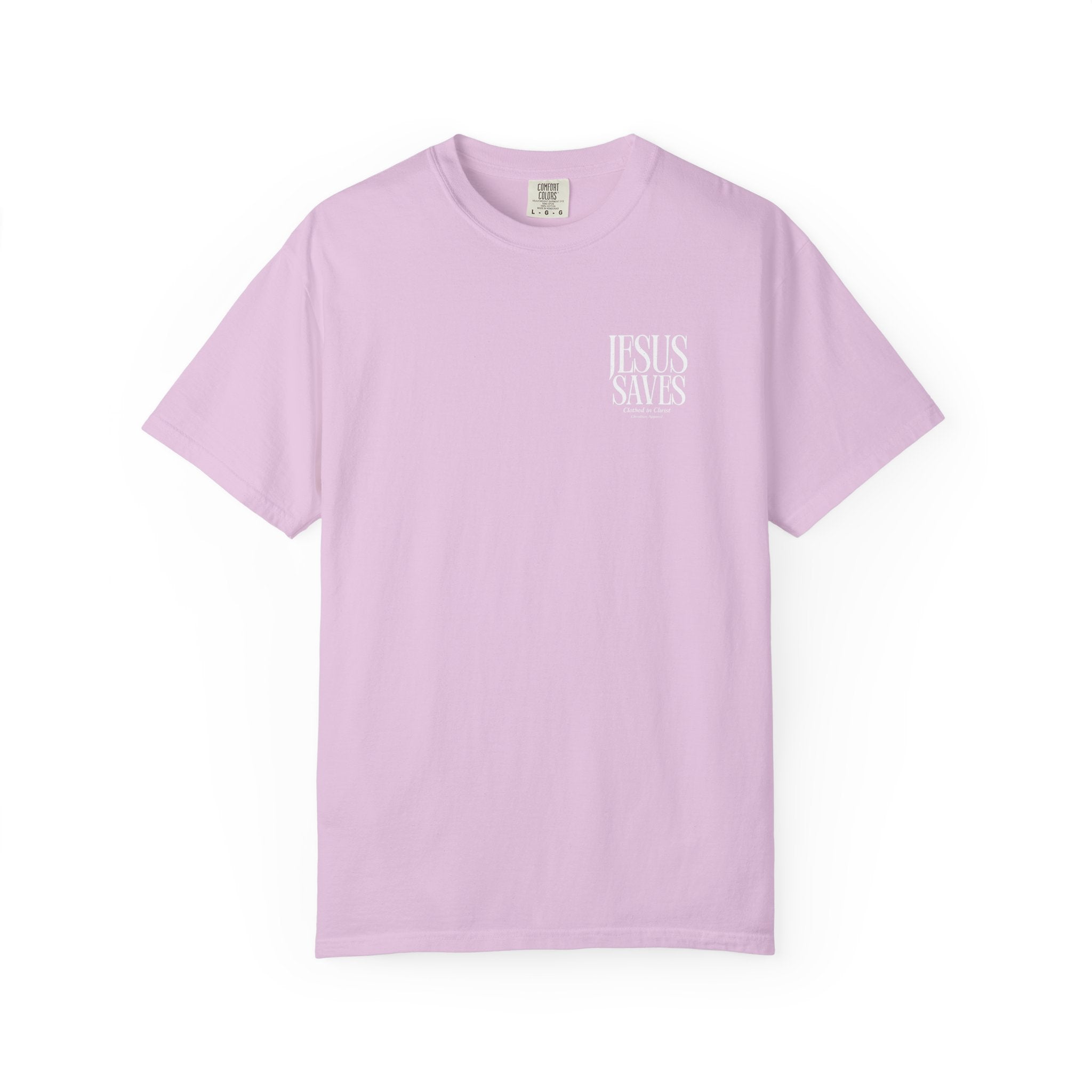 Jesus Saves T-Shirt — Minimal Embossed Religious Tee Printify