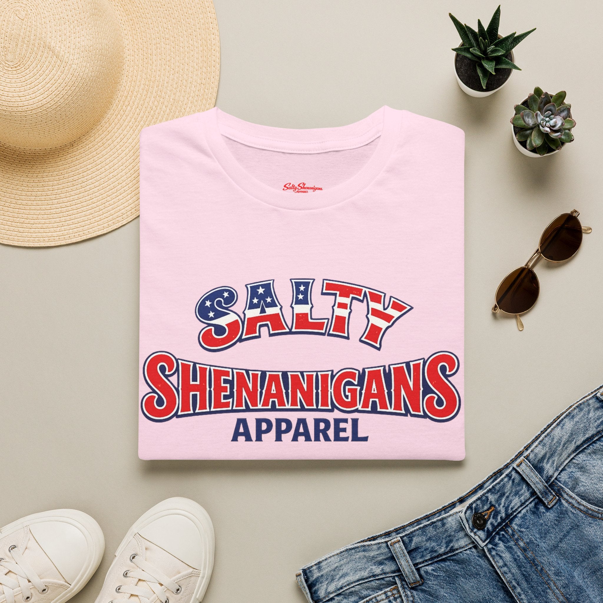 Salty Shenanigans Apparel Red/White/Blue T-Shirt Printify
