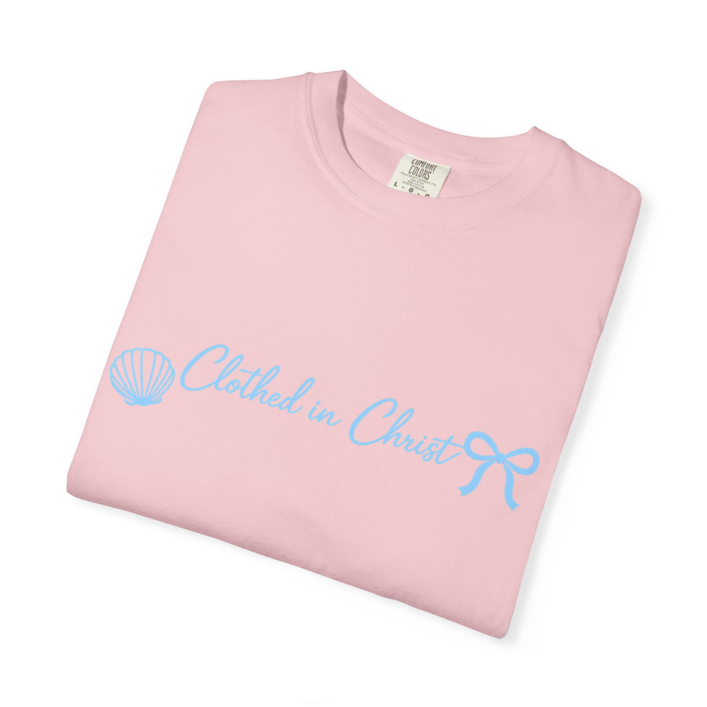 Clothed in Christ Coastal T-Shirt- Blue Print Printify