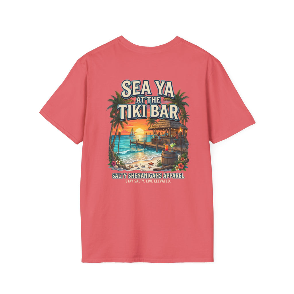 Sea Ya at the Tiki Bar Beach T-Shirt | Tropical Vacation Graphic Tee Printify