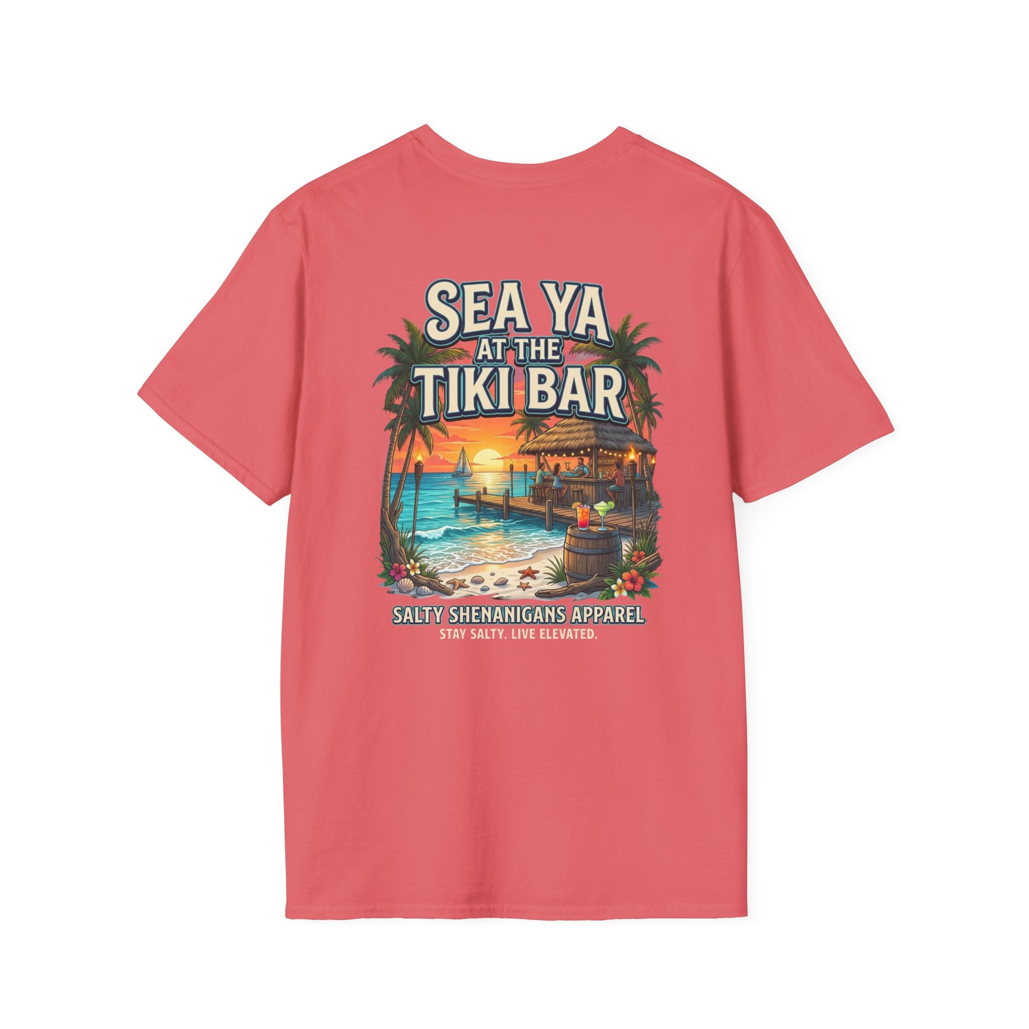 Sea Ya at the Tiki Bar Beach T-Shirt | Tropical Vacation Graphic Tee Printify