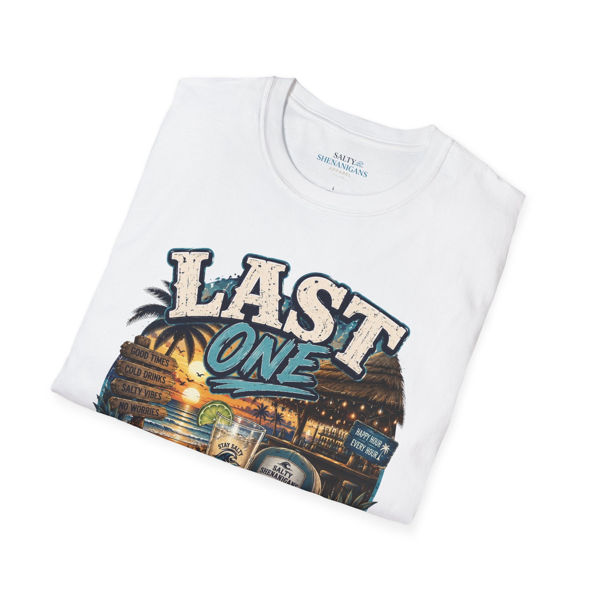 Last One Standing Beach Bar Graphic Tee Printify
