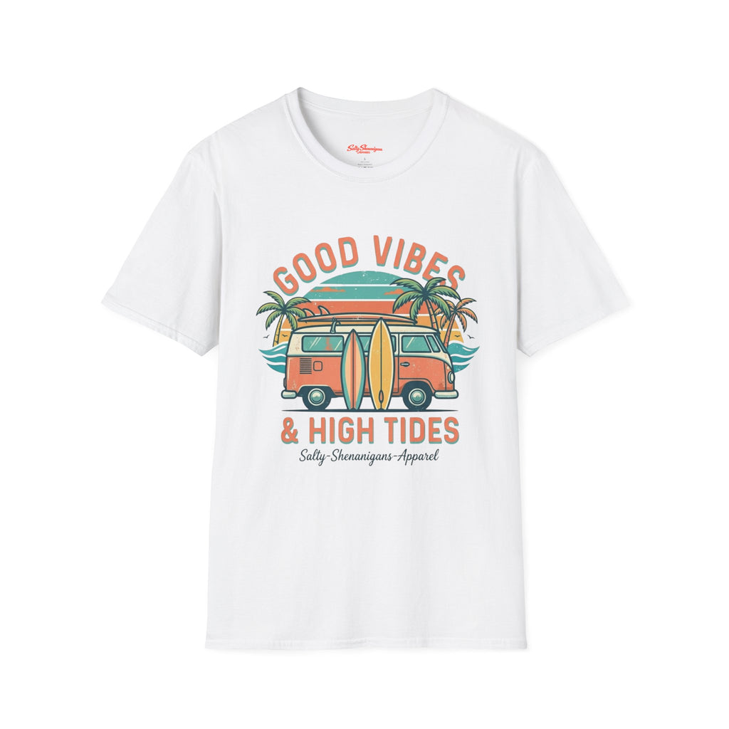 Salty Shenanigans Apparel Good Vibes and High Tides T-Shirt Printify