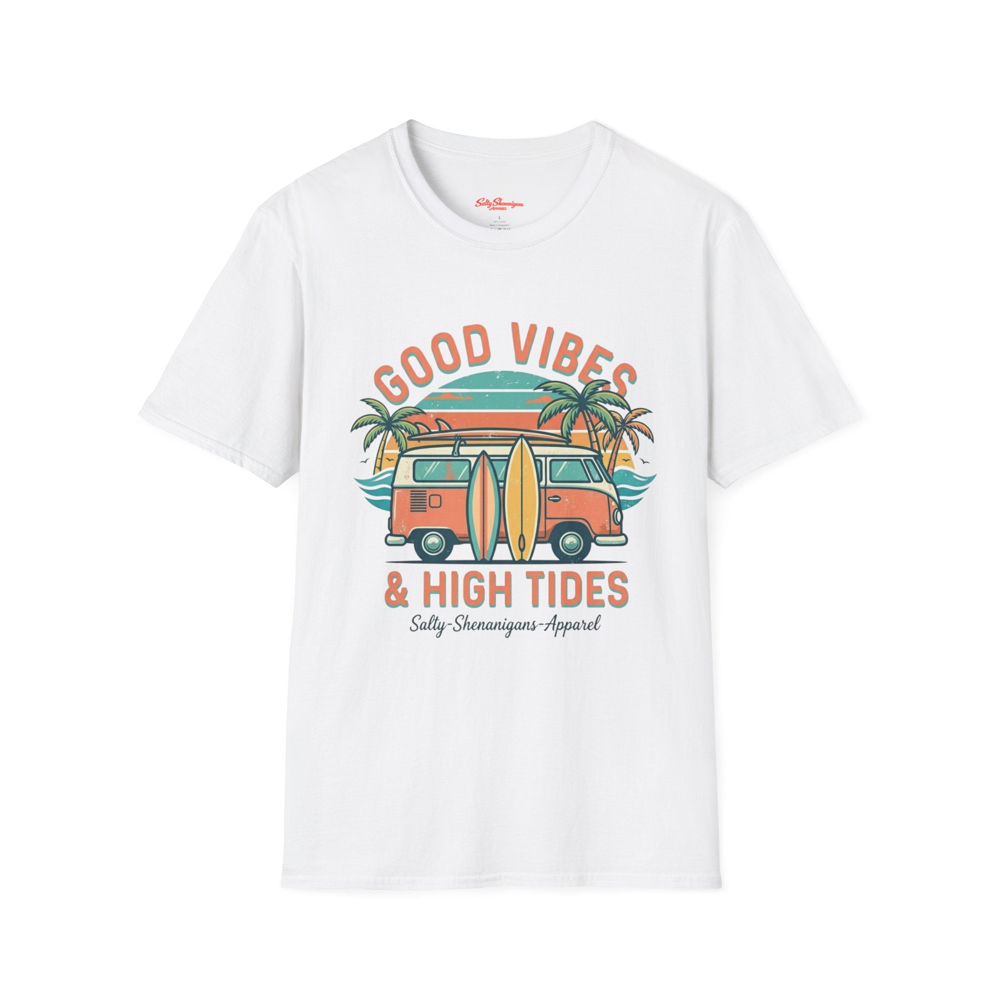 Salty Shenanigans Apparel Good Vibes and High Tides T-Shirt Printify