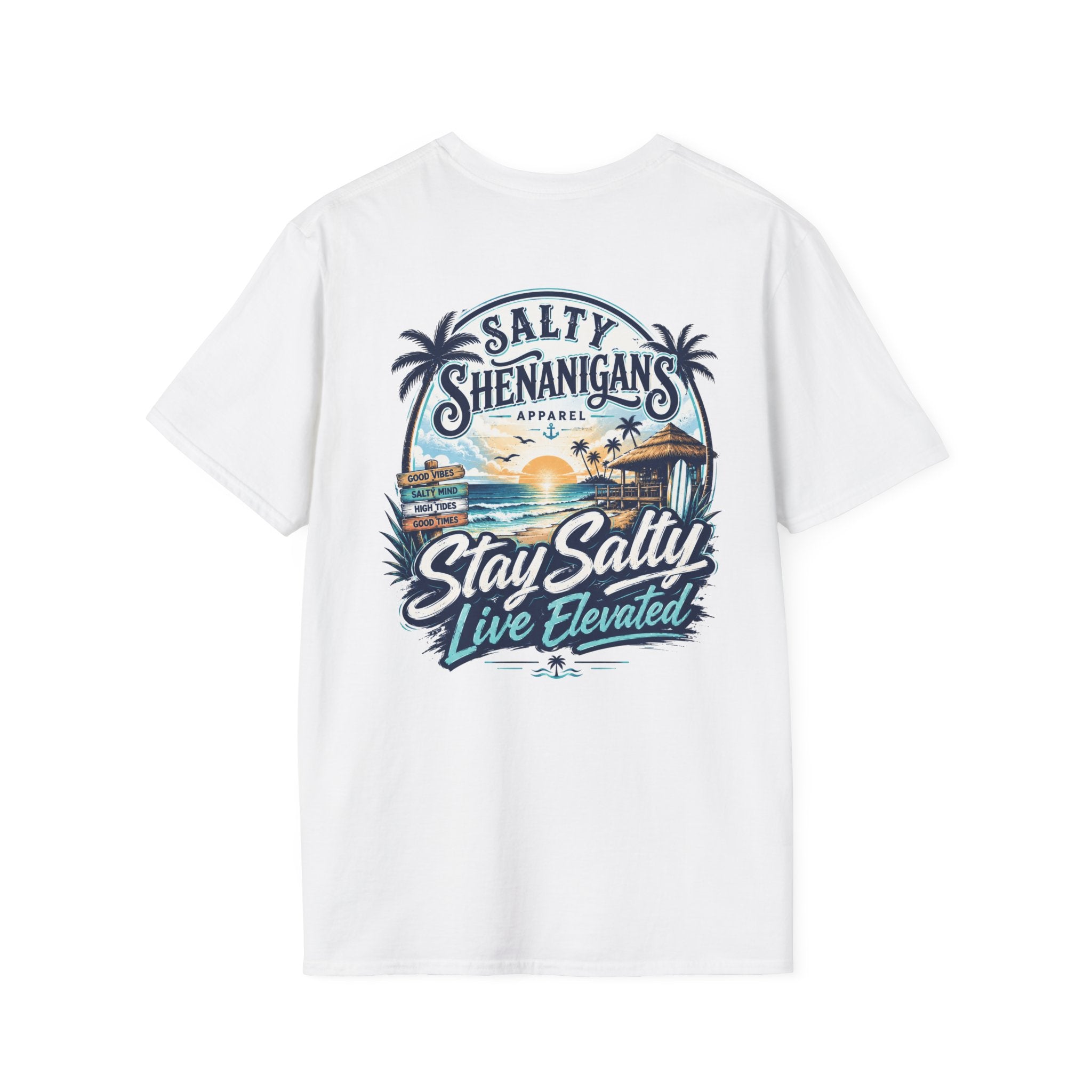 Stay Salty, Live Elevated Coastal Beach Bar Tee Printify
