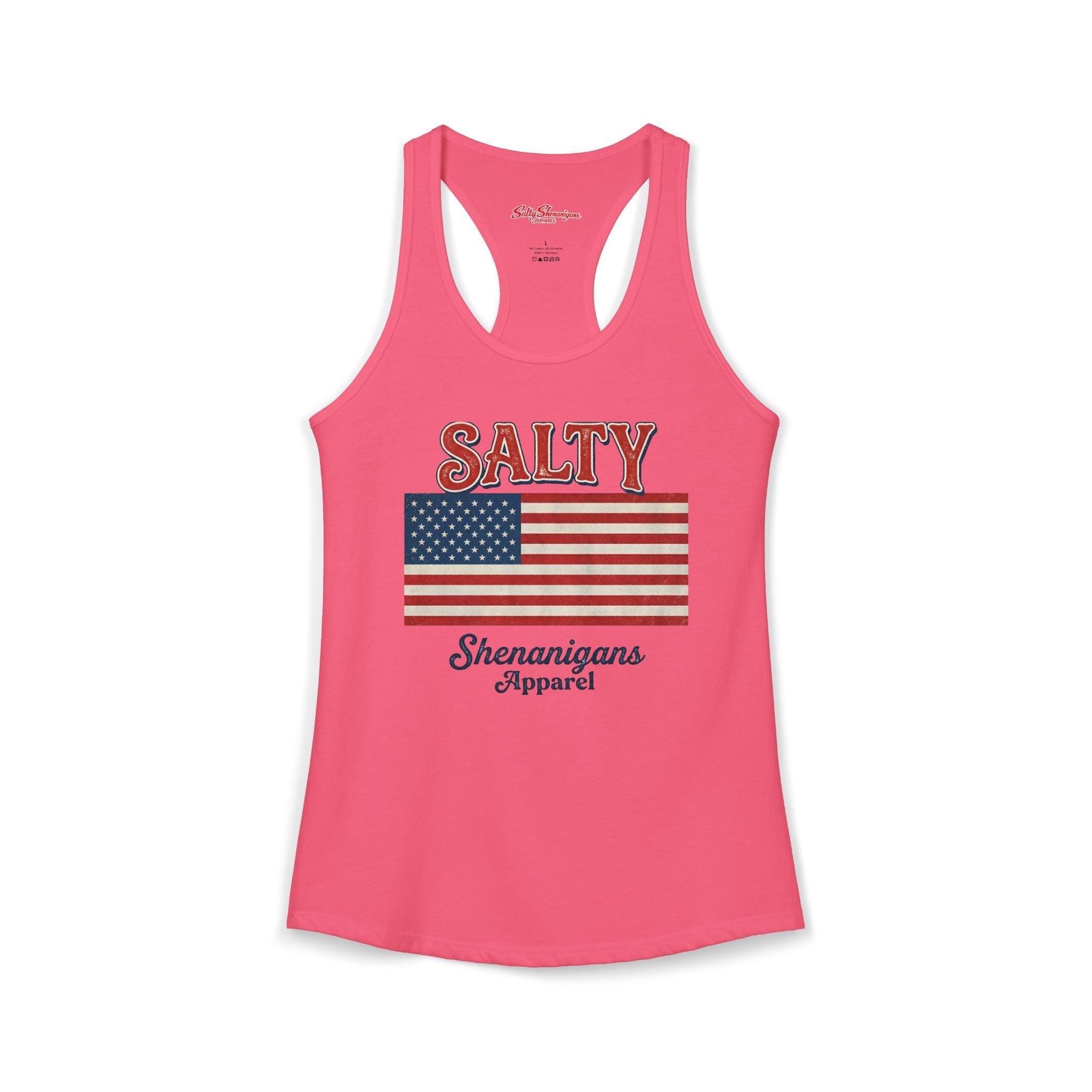 American Flag Salty Shenanigans Apparel Ideal Racerback Tank Printify