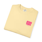 Jesus Saves T‑Shirt — Bold Pink Faith Graphic Tee Printify