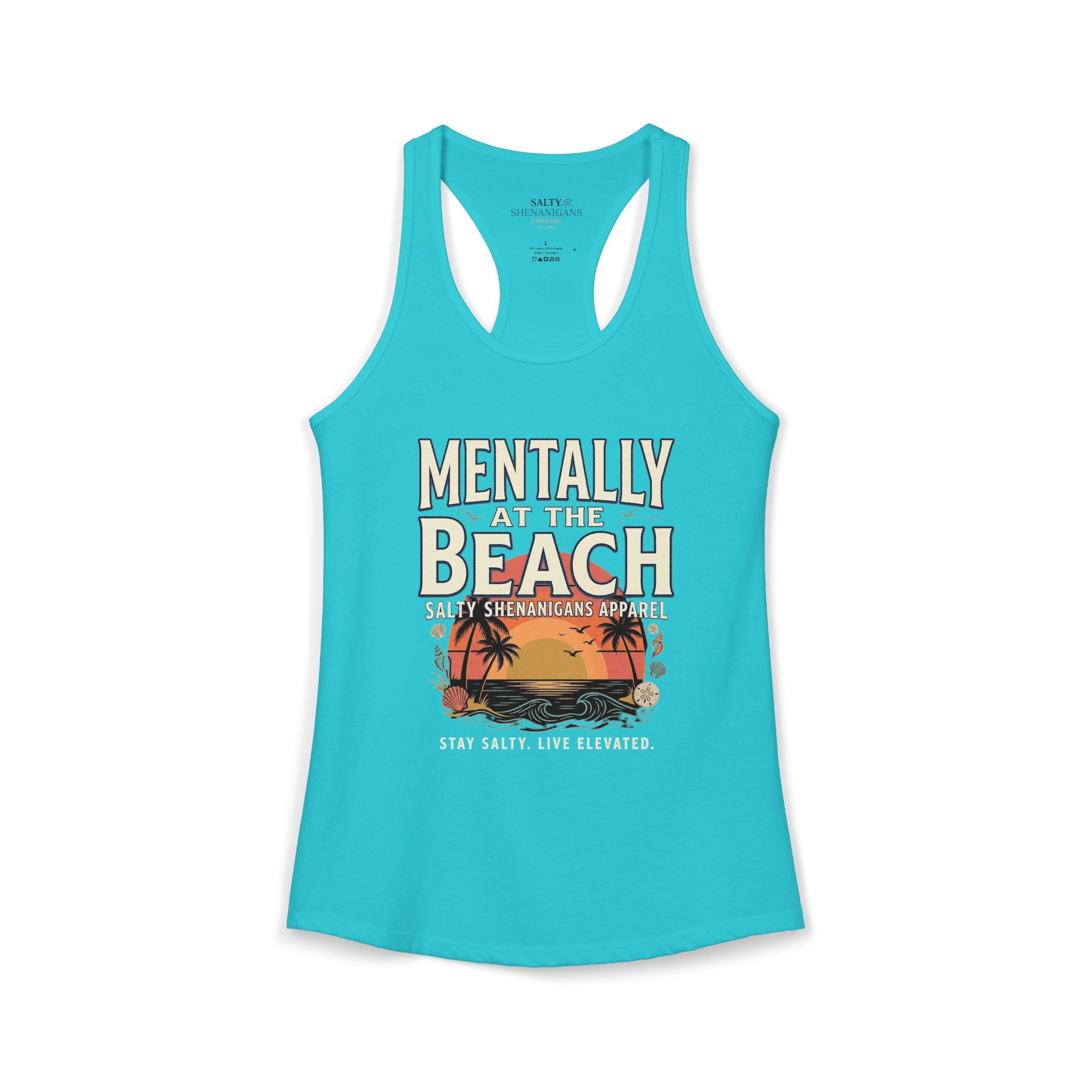 Mentally At The Beach Women's Racerback Tank Top | Salty Shenanigans Apparel Printify