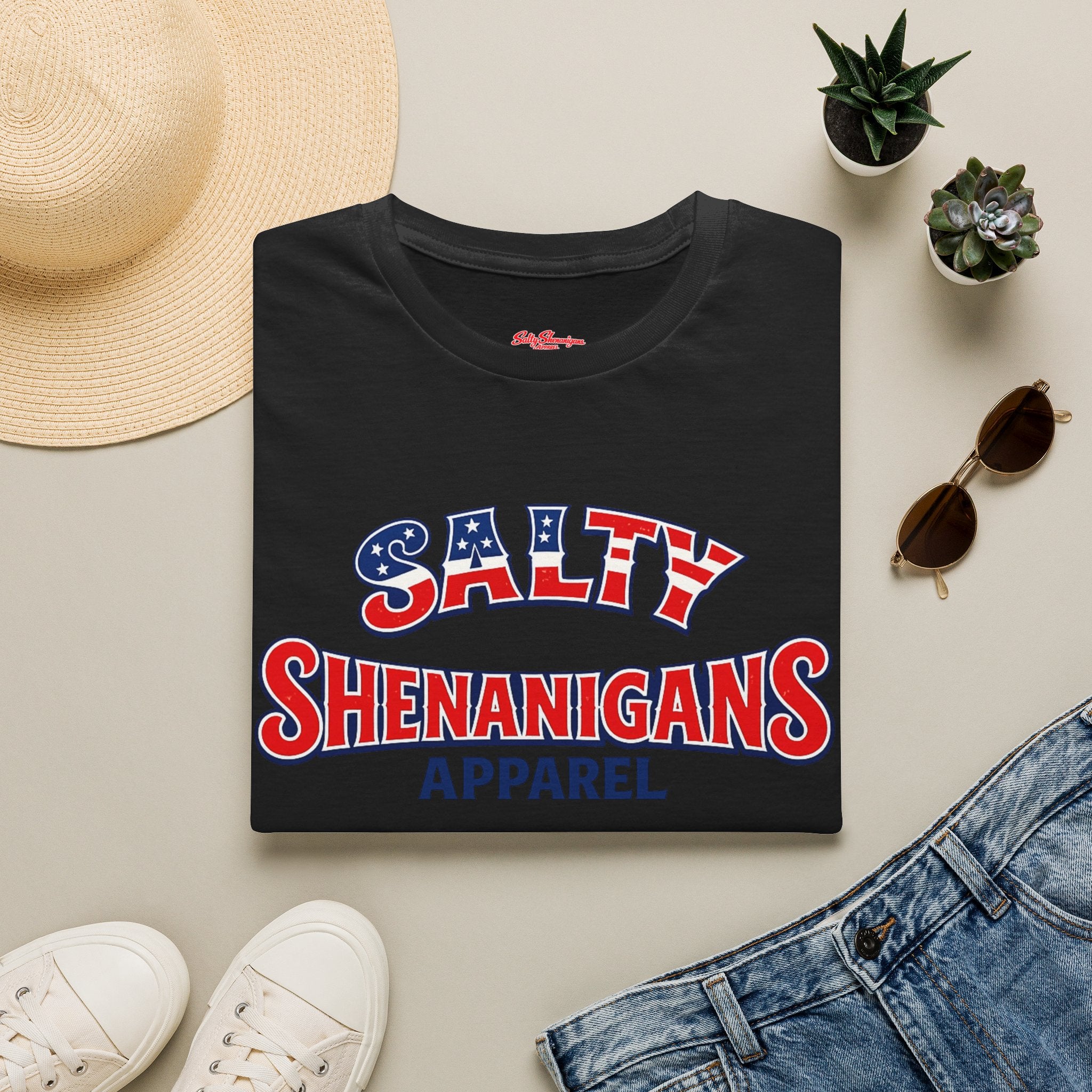 Salty Shenanigans Apparel Red/White/Blue T-Shirt Printify