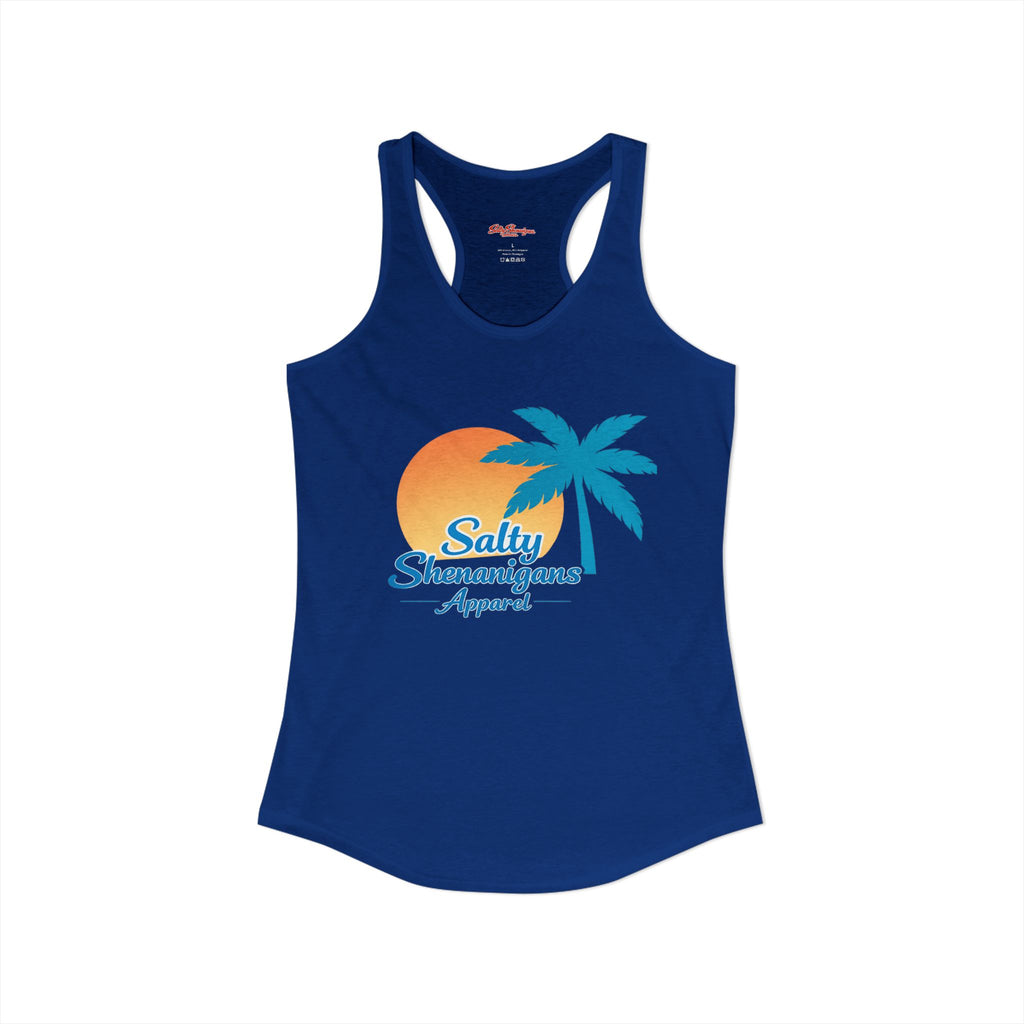 Women's Salty Shenanigans Palm Sun Racerback Tank Printify
