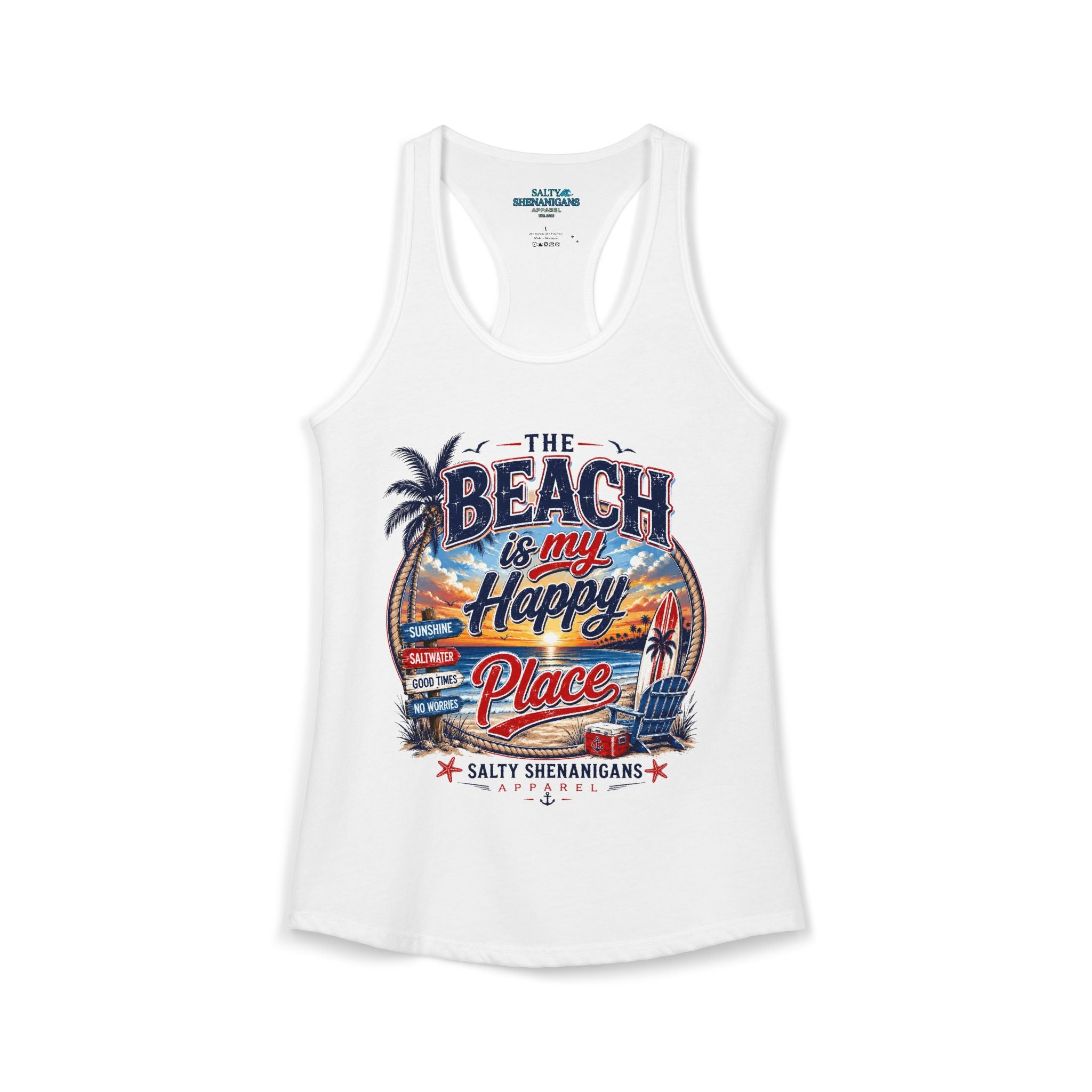 The Beach Is My Happy Place Women's Coastal Tank Top Printify