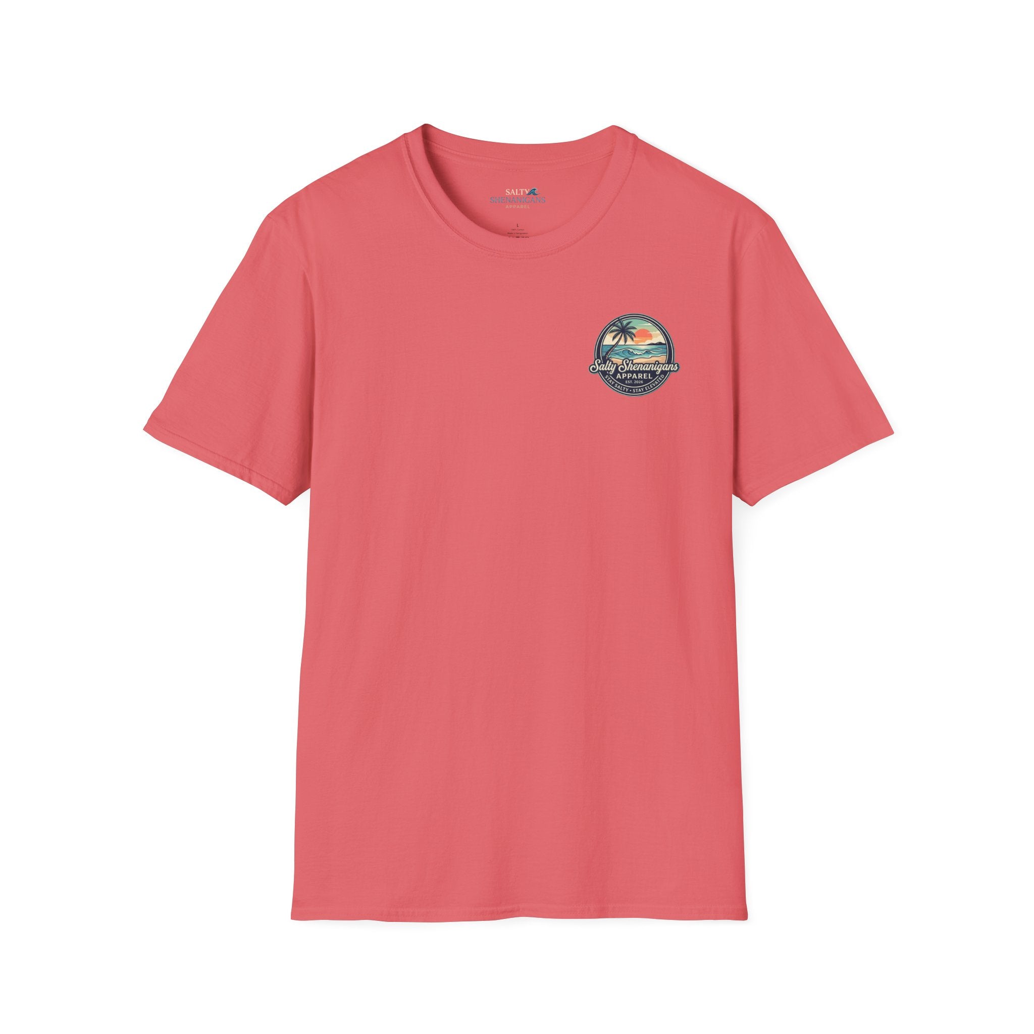 Salty Shenanigans Vintage Coastal Sunset Logo Printify
