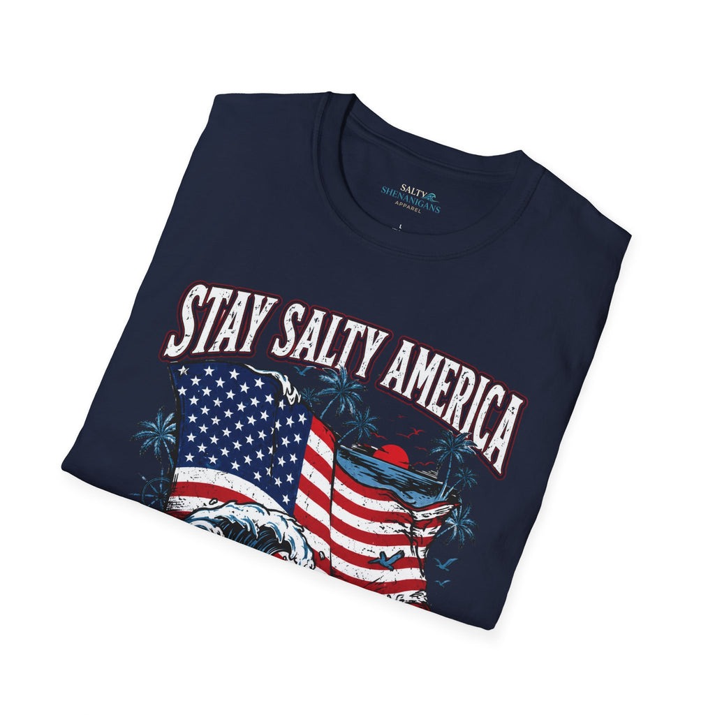 Stay Salty America Premium Beach Tee | Patriotic Coastal Graphic Shirt Printify