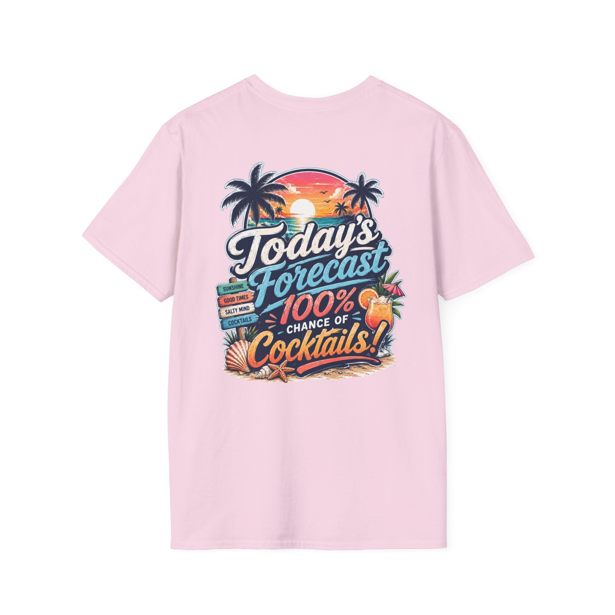 Today's Forecast: 100% Cocktails Funny Beach T-Shirt Printify