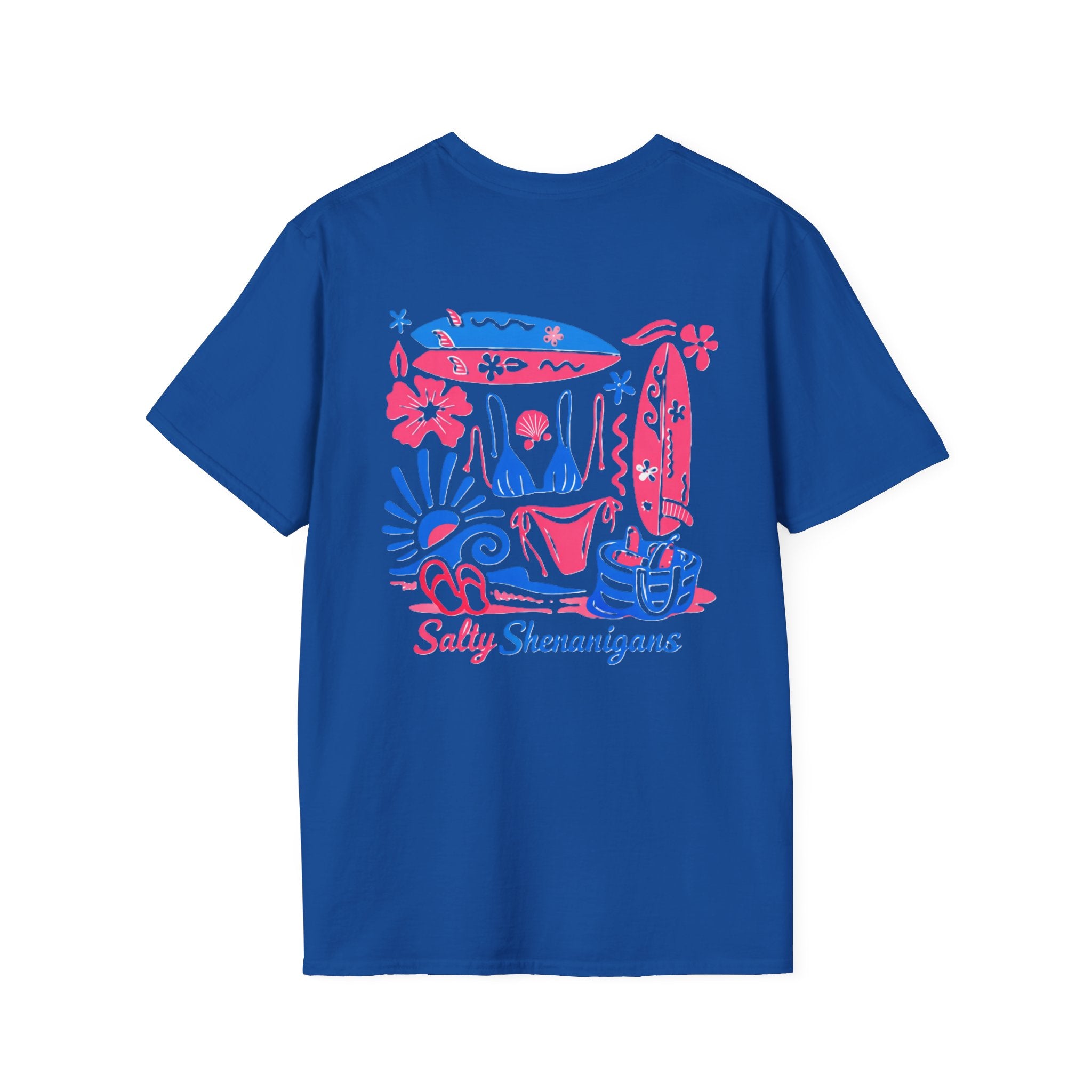 Salty Shenanigans Beach Club T-Shirt — Graphic Beach Scene Tee Printify