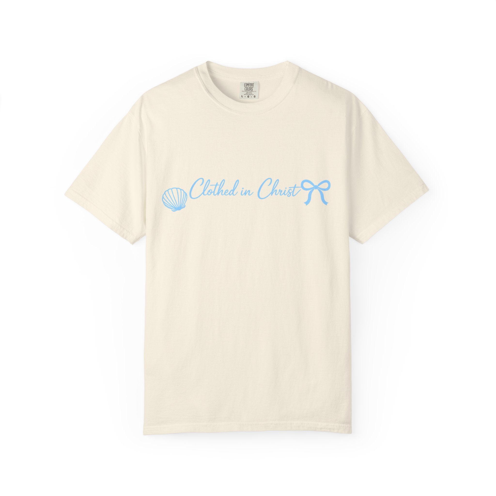 Clothed in Christ Coastal T-Shirt- Blue Print Printify