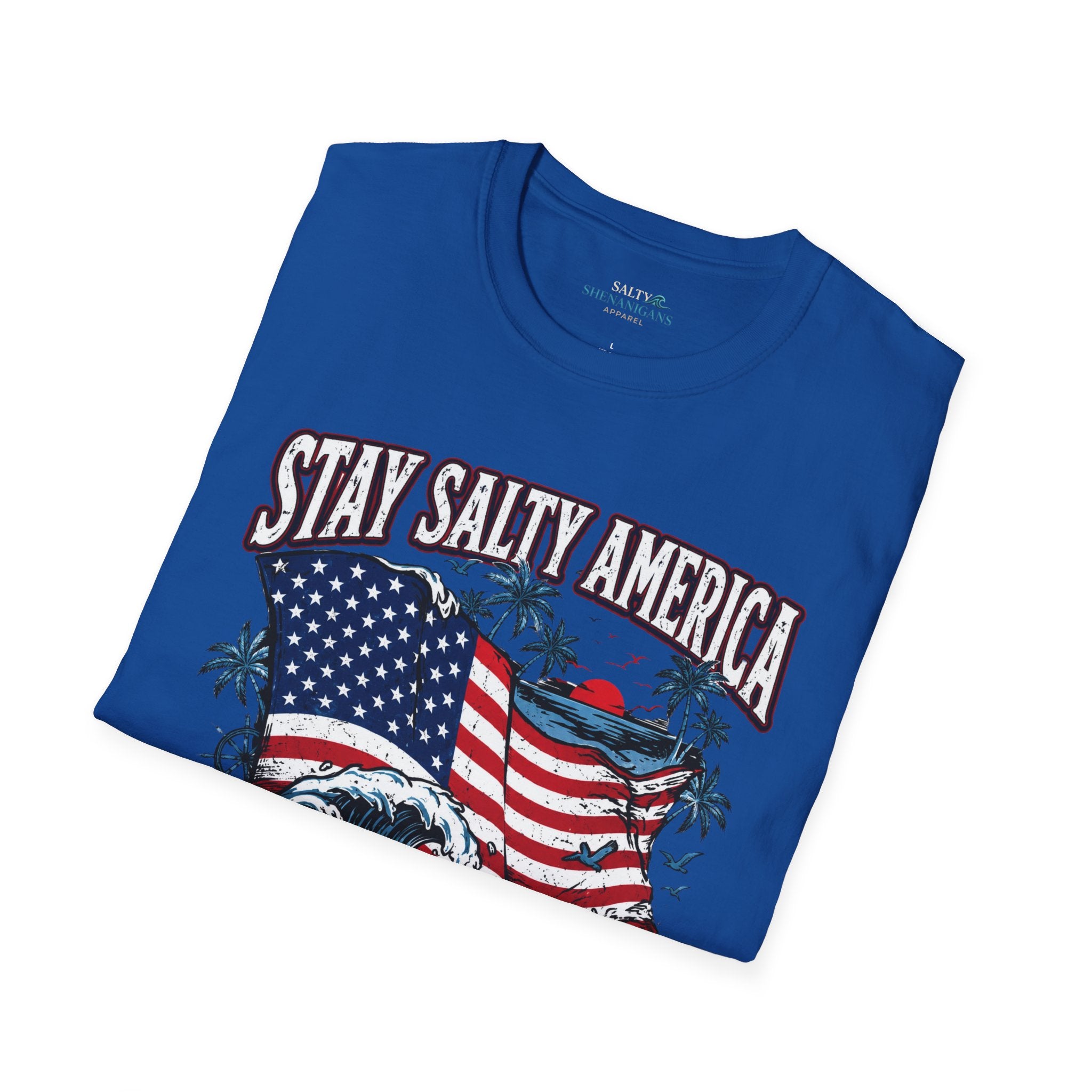 Stay Salty America Premium Beach Tee | Patriotic Coastal Graphic Shirt Printify