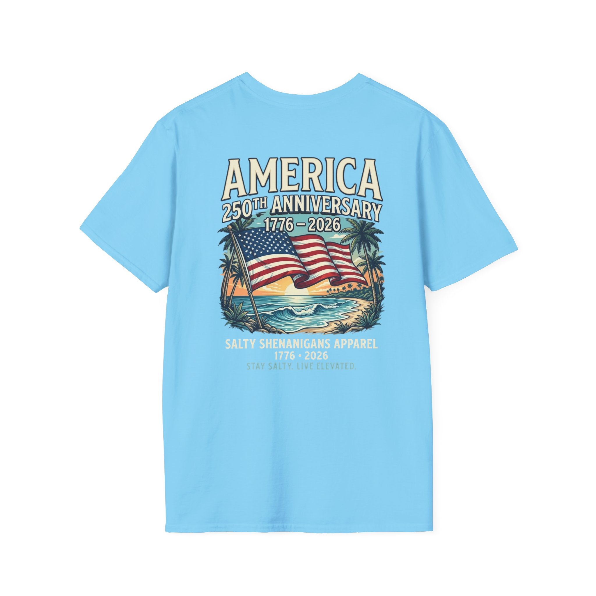 America 250th Anniversary Coastal Flag Tee | Salty Shenanigans Apparel Printify