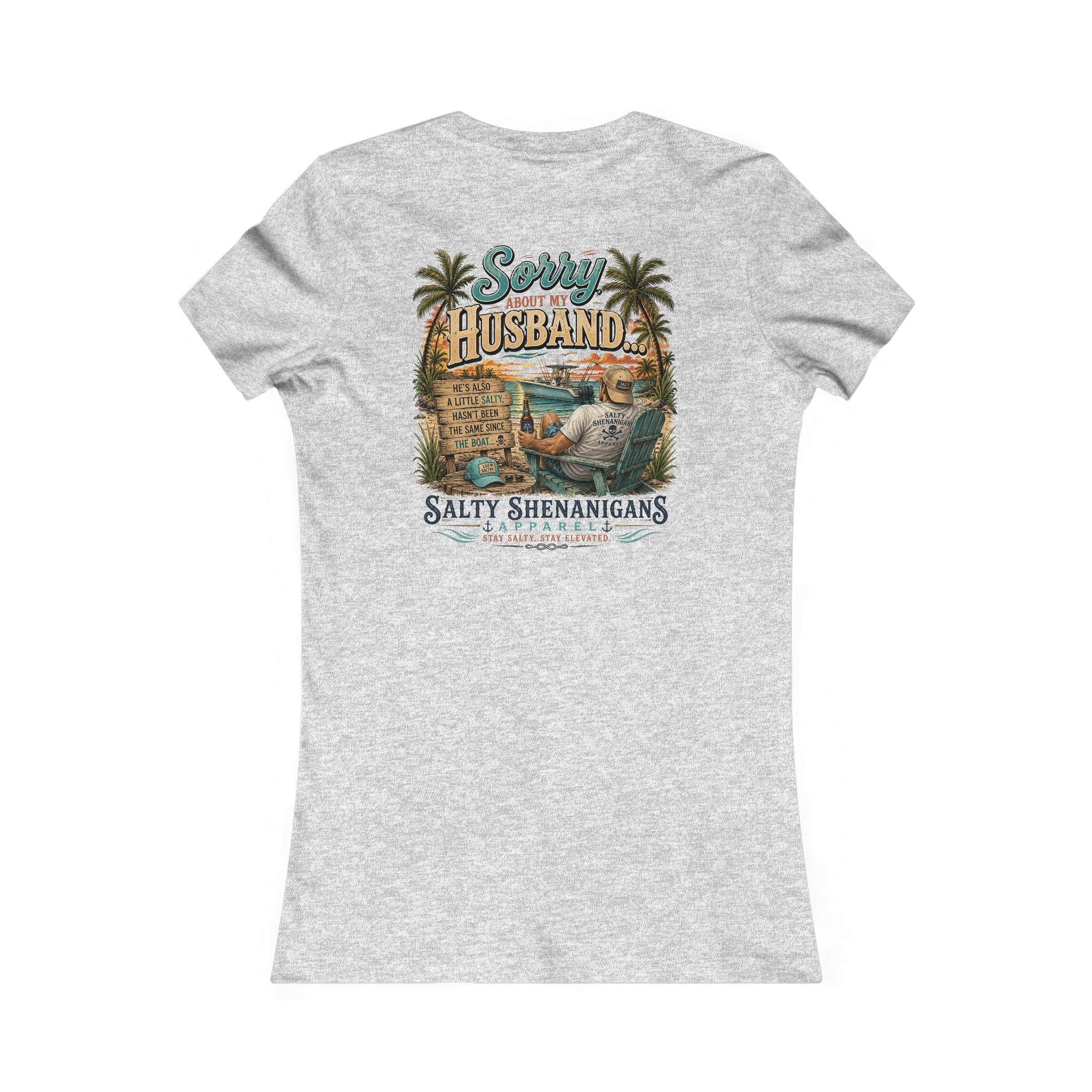 Sorry About My Husband... Funny Women's Beach T-Shirt | Bella+Canvas Printify